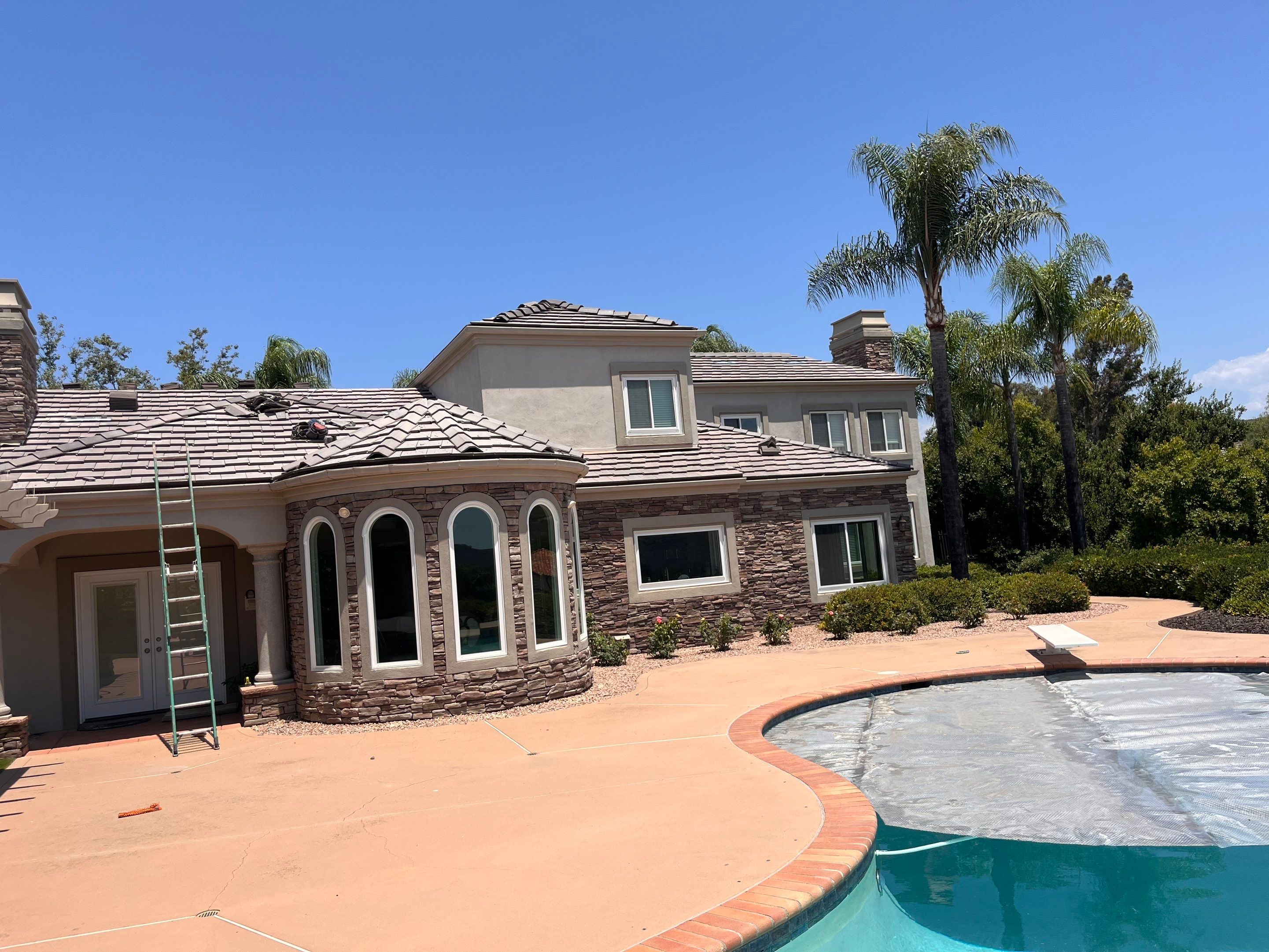 Full Roof Replacement Featuring Staggered Eagle Concrete Tiles in Poway by Reliable Roofing San Diego Inc.