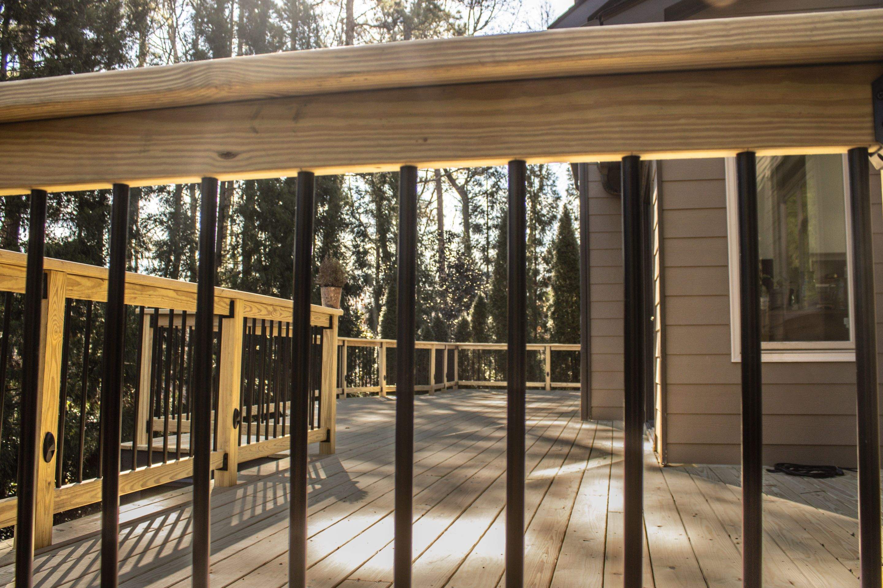 Deck Build using Pressure Treated Pine with Timbertech Deck Lighting by Nelson Exteriors 