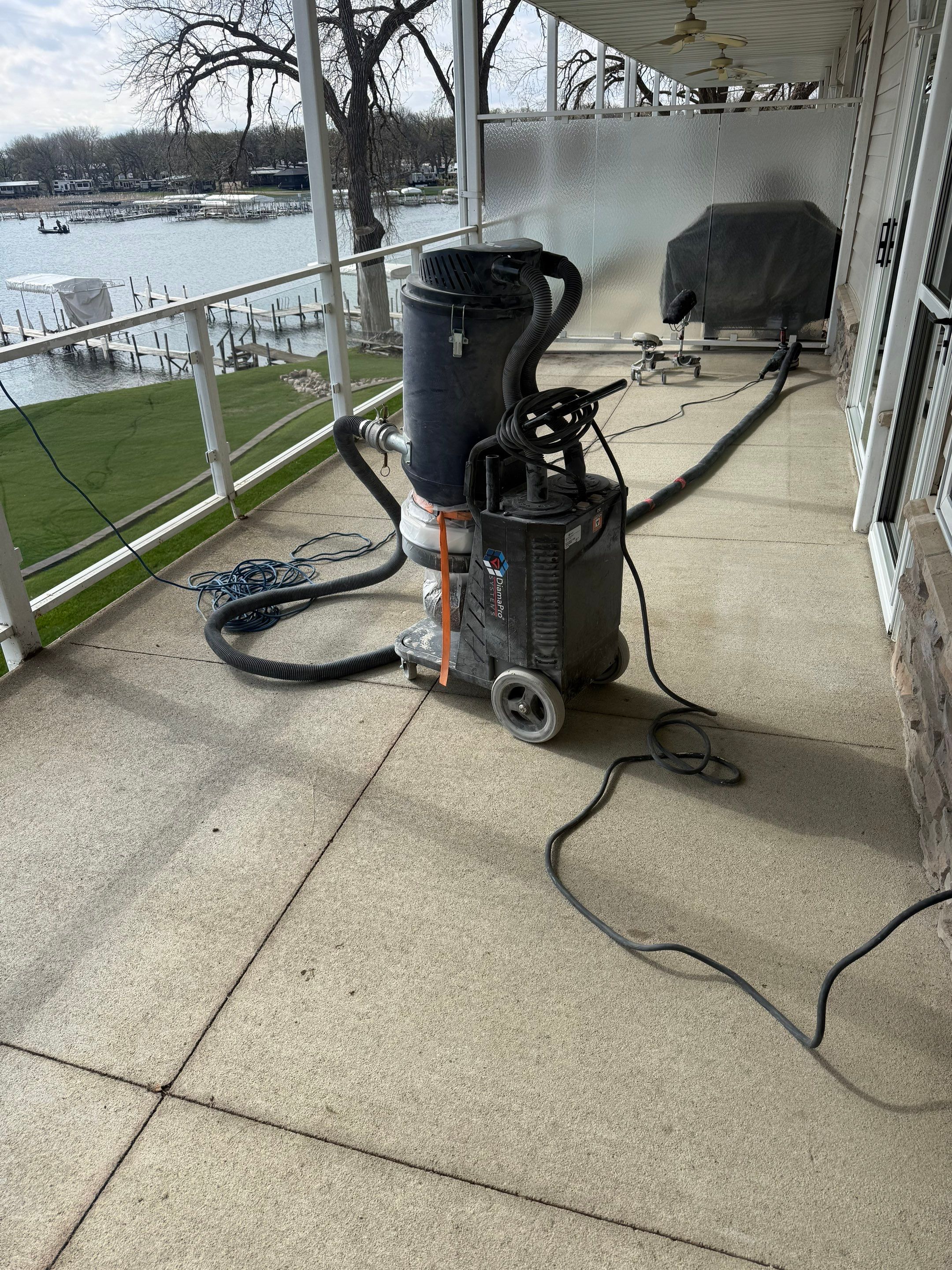 Dark Gray Slip-Resistant Concrete Coating for Arnolds Park Balcony by Select Painting, Coatings & Garage Cabinets