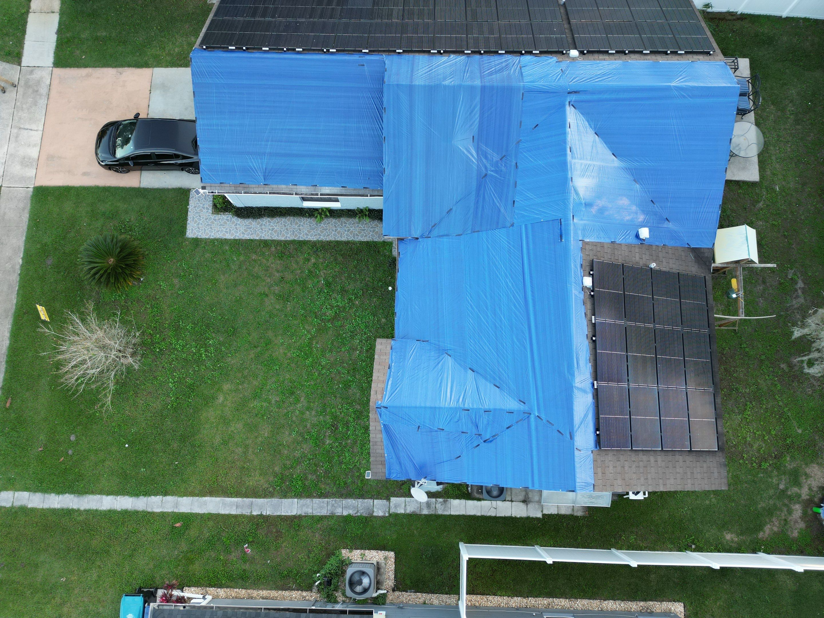 Tarp using TARP BLUE by AquaShield Restoration USA