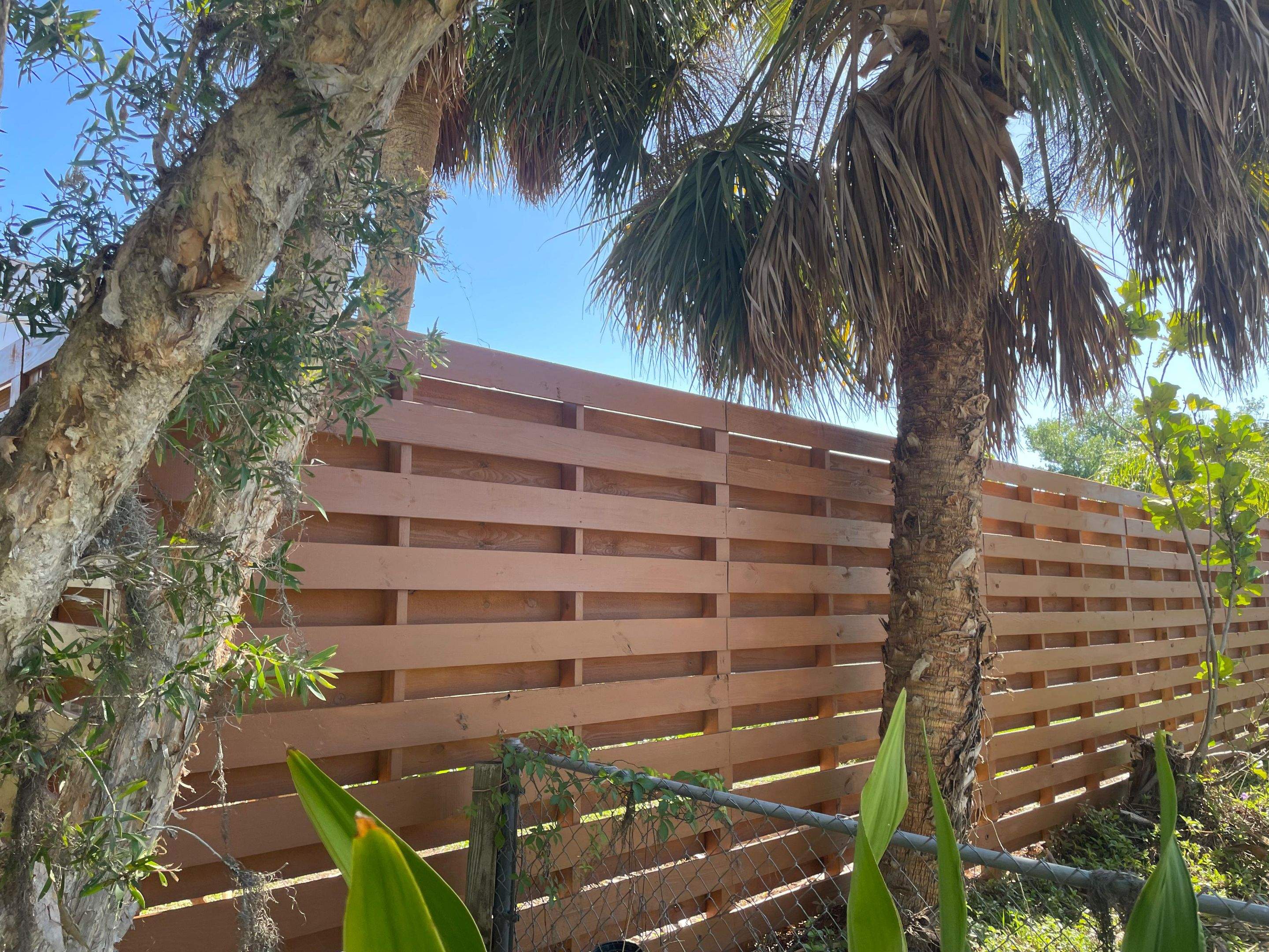 8'H Stained Shadowbox Wood in Nokomis by True Fence LLC