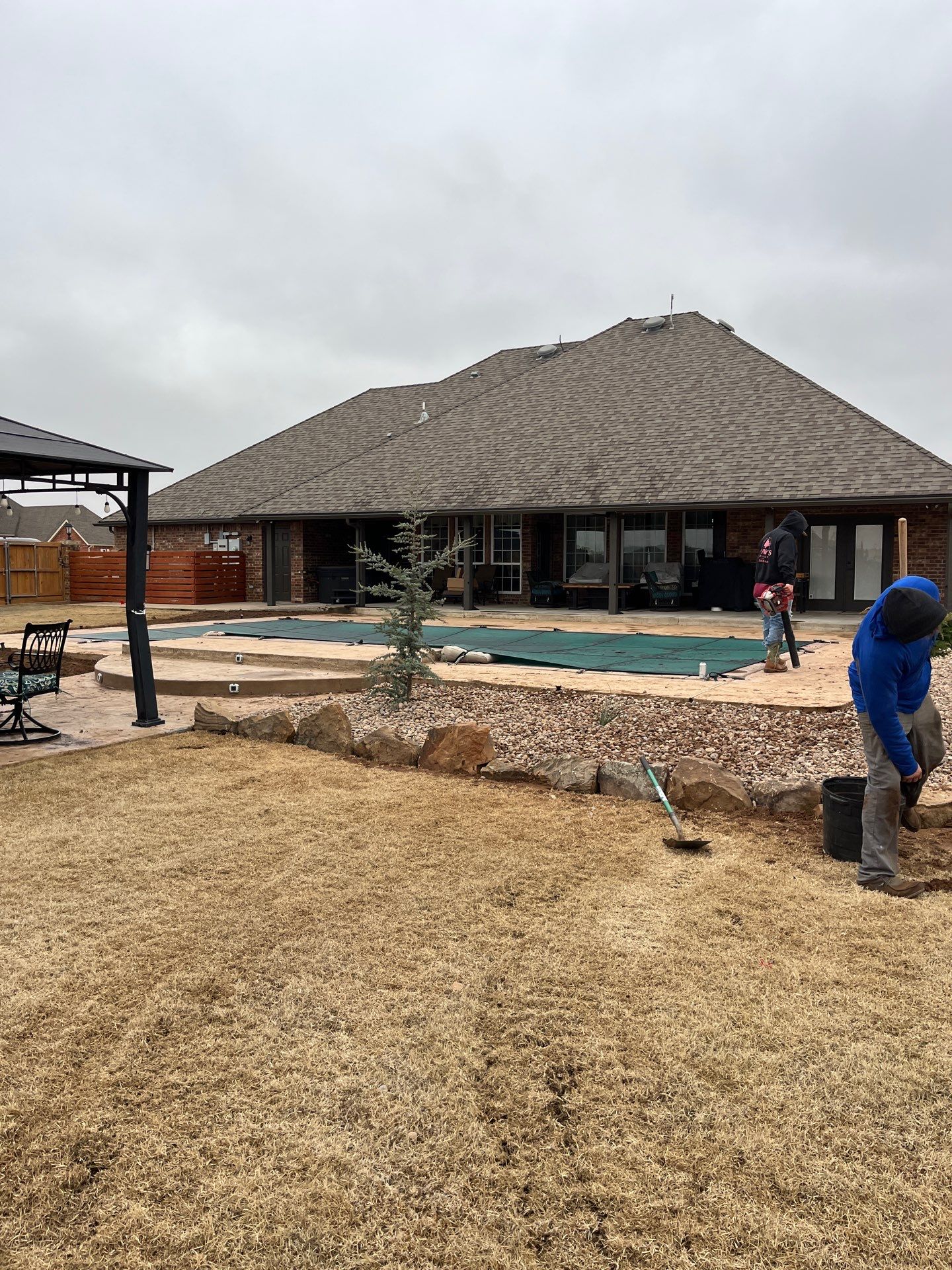 Landscape installation w/ irrigation and landscape lighting by Clays Services Inc