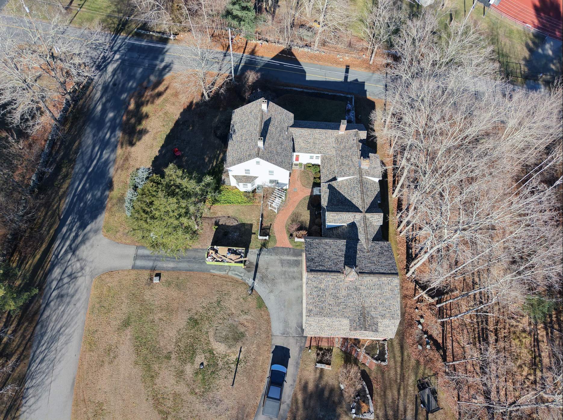 Historic 65-Square Connected Farmhouse Re-Roof in Medfield, MA – Owens Corning Duration Designer, Summer Harvest by JOHNNYS PRO