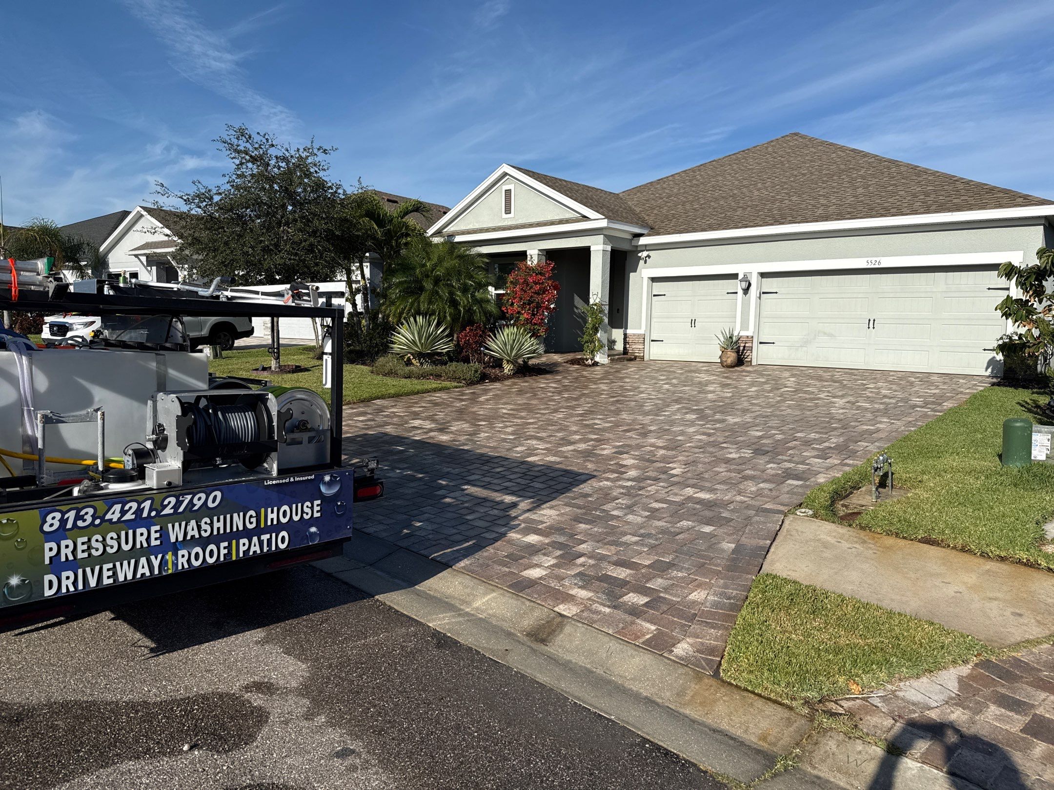 One-Story House Wash & Driveway Cleaning in Trevesta – Palmetto, FL by Sunshine AquaWash