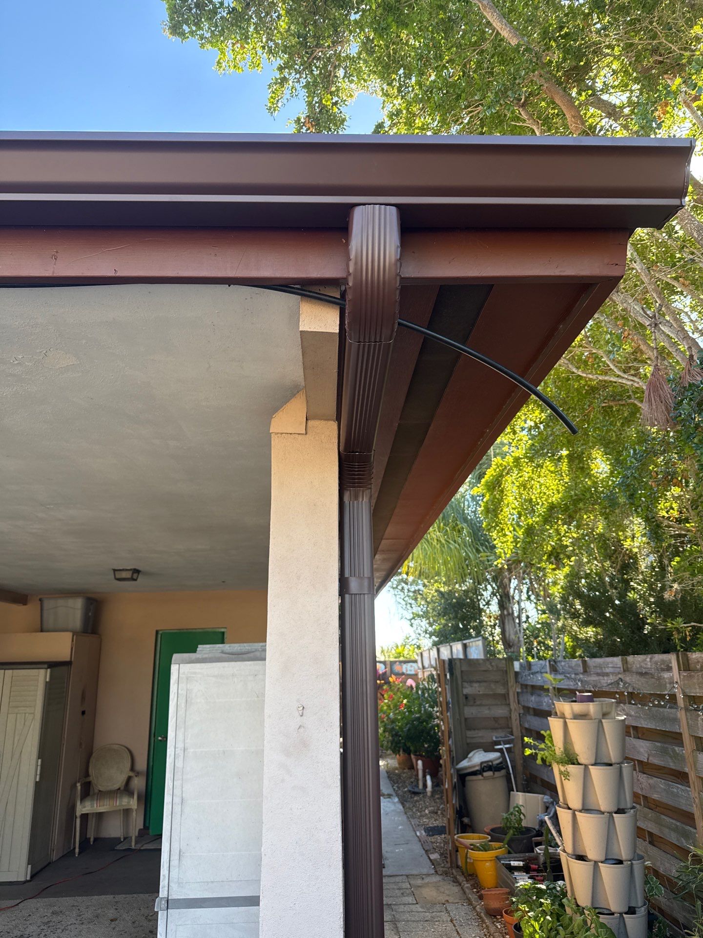 Brown Seamless Gutters in Sarasota FL by Gutter Professors