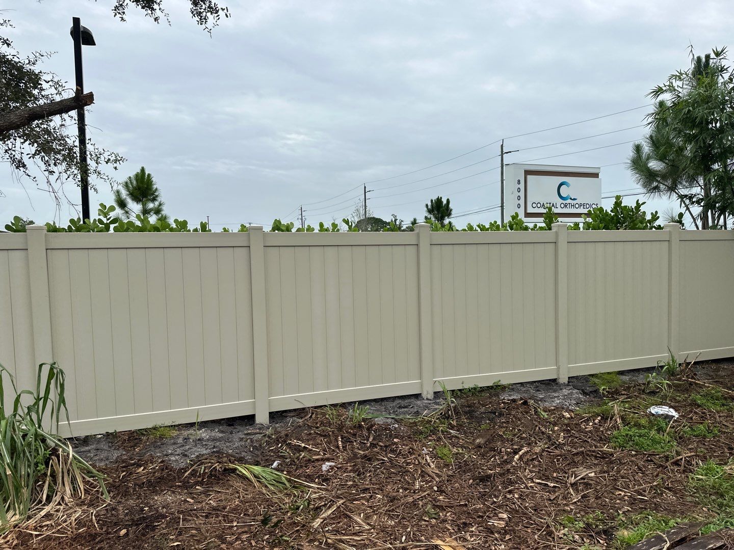 Vinyl Fence Installation using Tan Vinyl Privacy Fence by Asap fence and gates, LLC