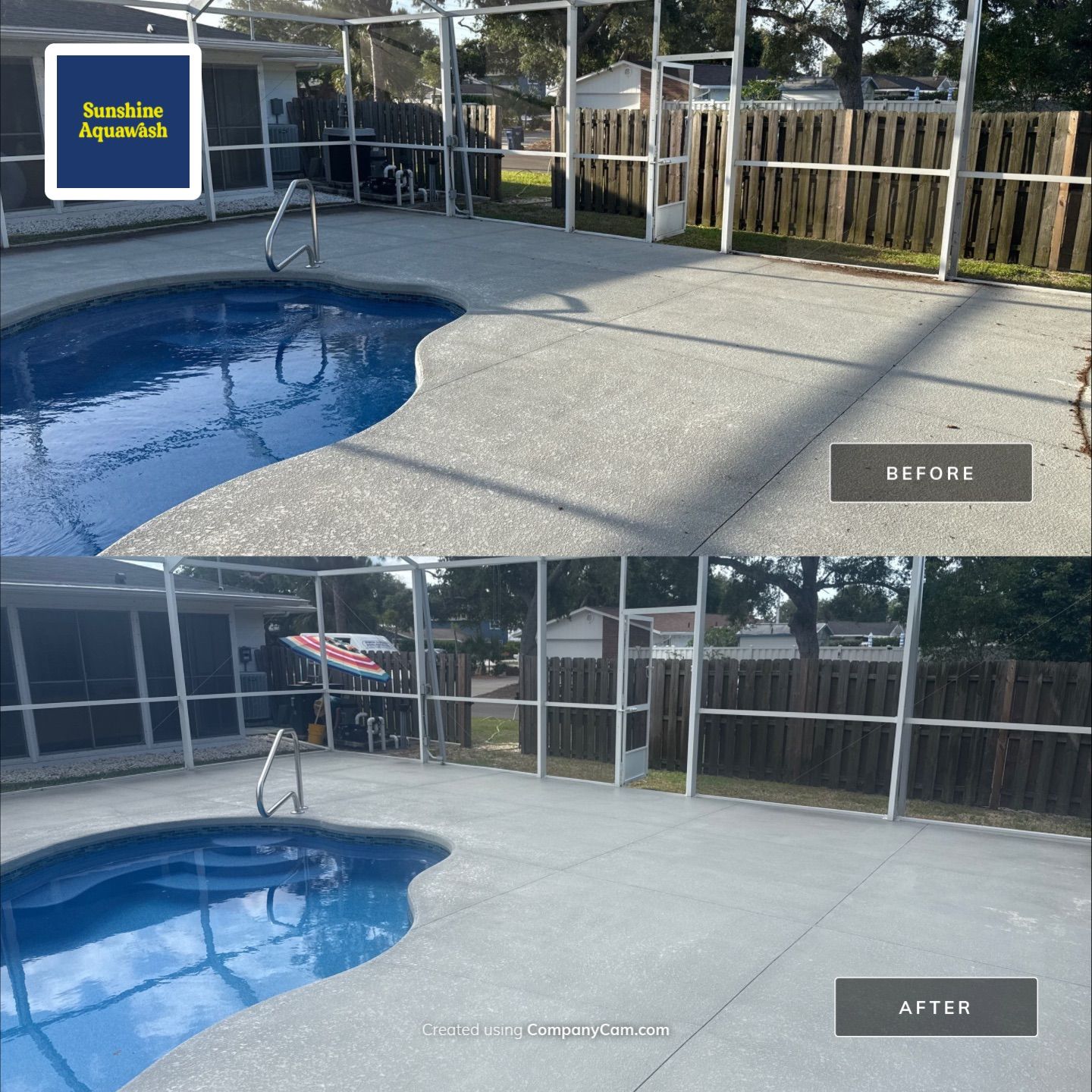 Painted Pool Deck & Pool Cage Cleaning in Allendale – Bradenton, FL by Sunshine AquaWash