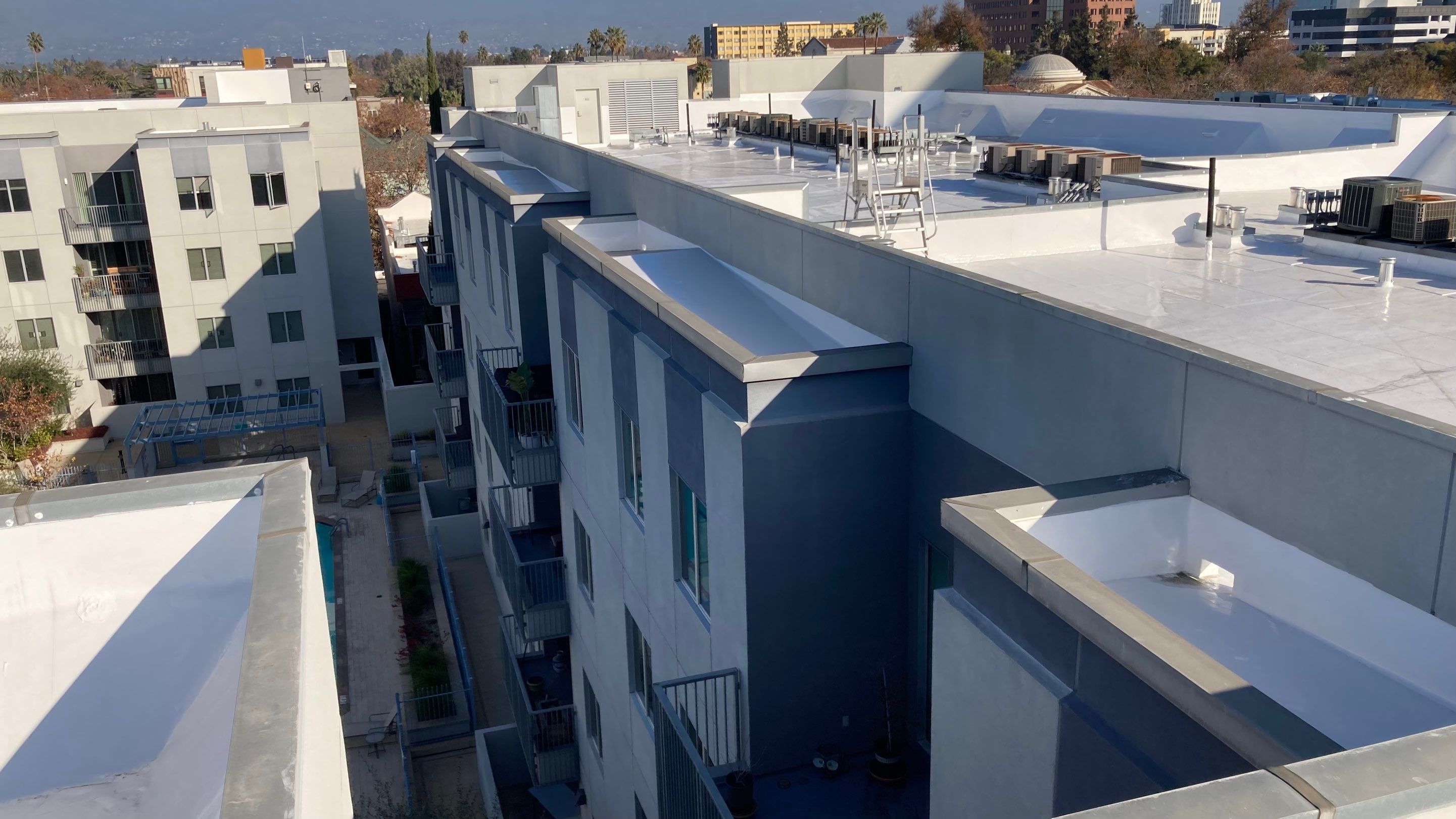 Commercial Flat Roof Repair and Reflective Silicon Coating in San Jose by Eastman Roofing & Waterproofing Inc.