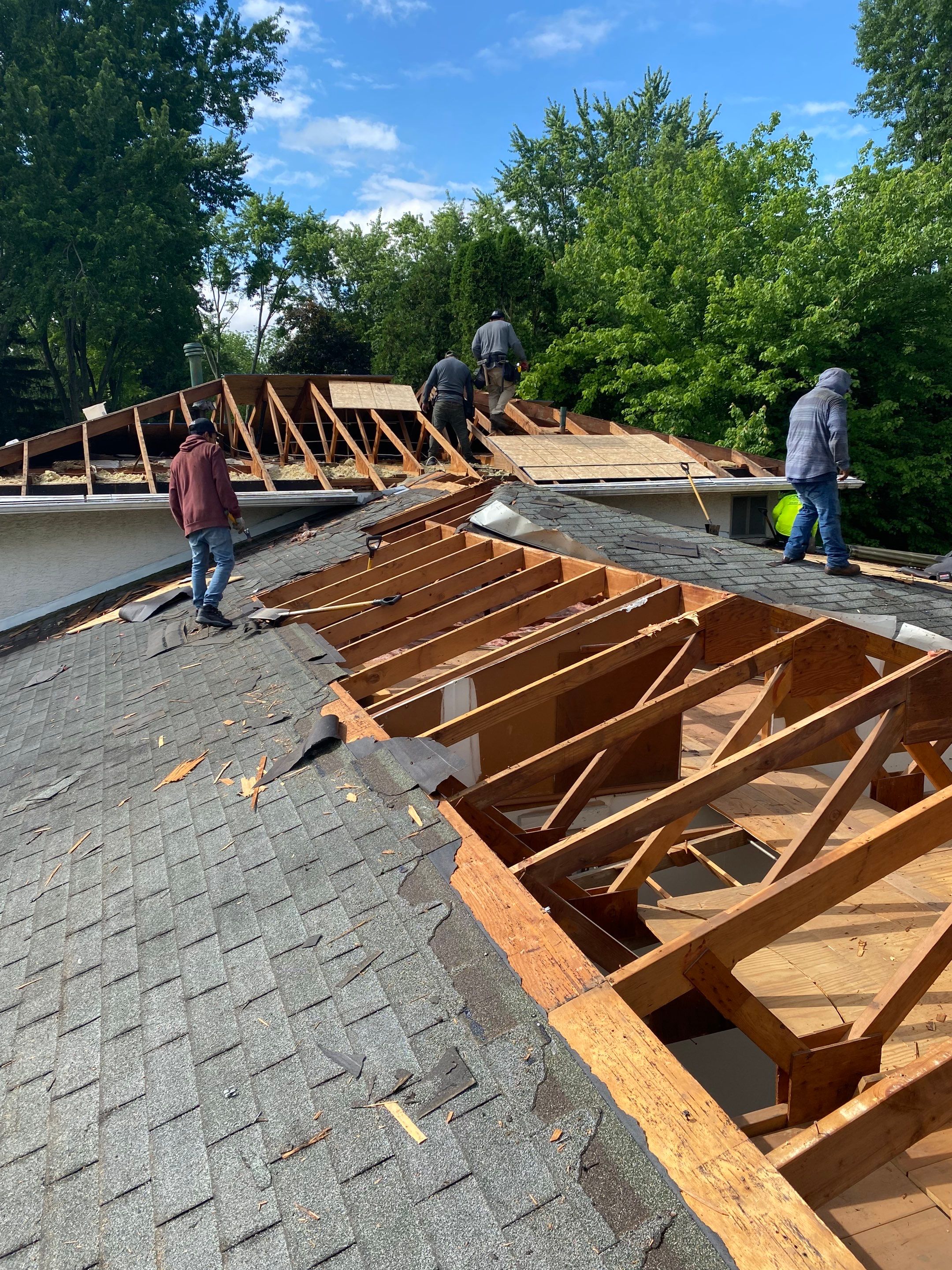 New Roof Installation using new OSB sheathing Certainteed Landmark Shingles by Best Roofing & Siding Company