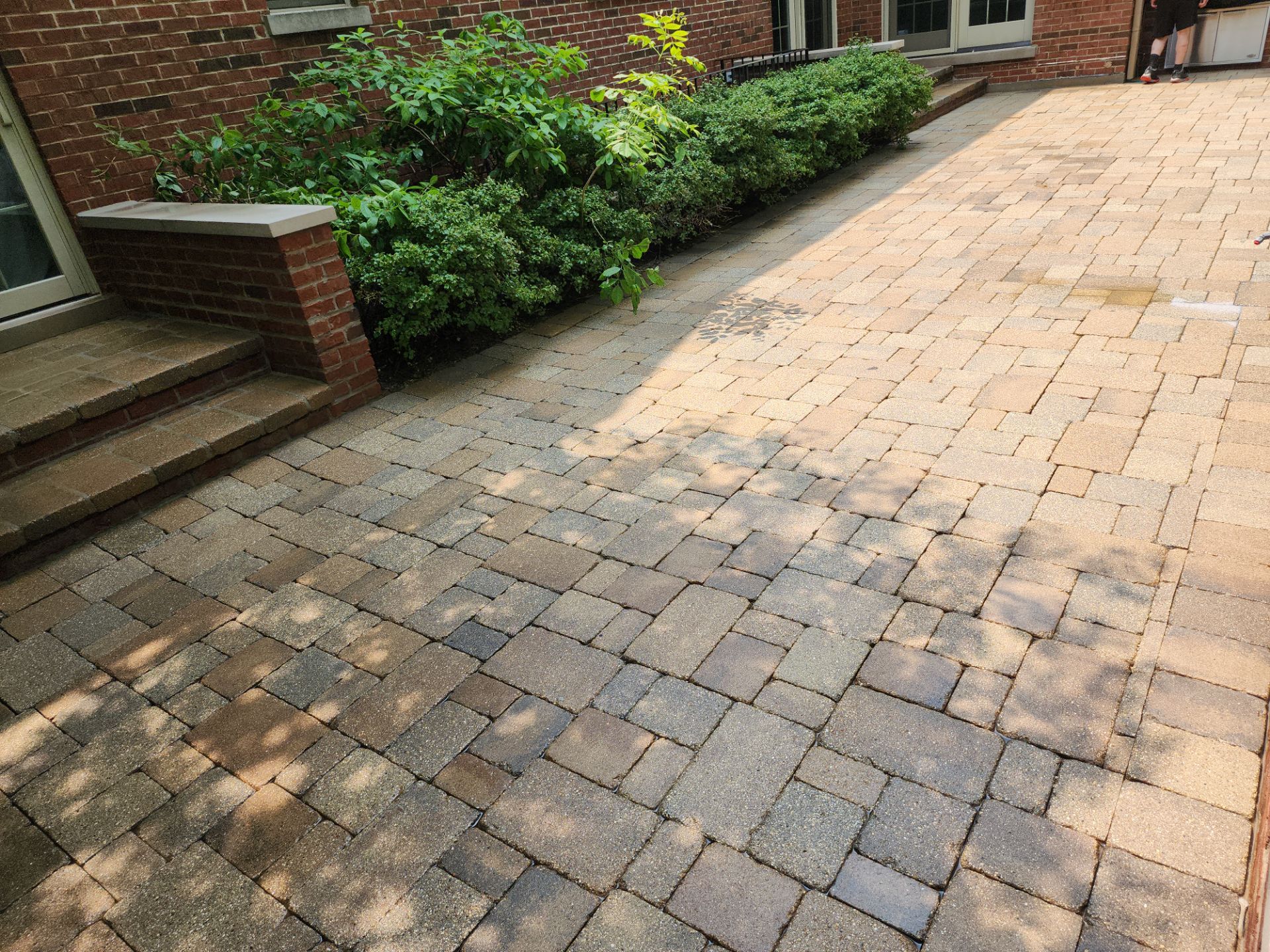 Brick paver repair, clean, seal and poly sanding by Northern Power Washing LLC.