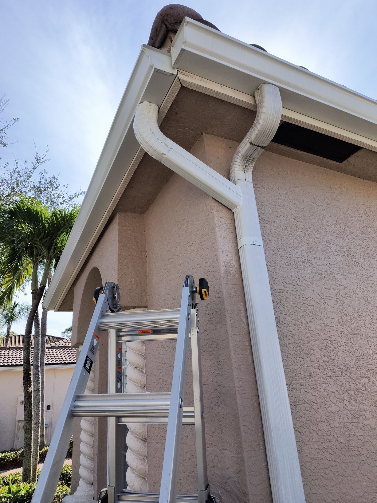 White Aluminum K-style Gutters 6'' K-style and Downspouts in Naples FL by Gutter Professors