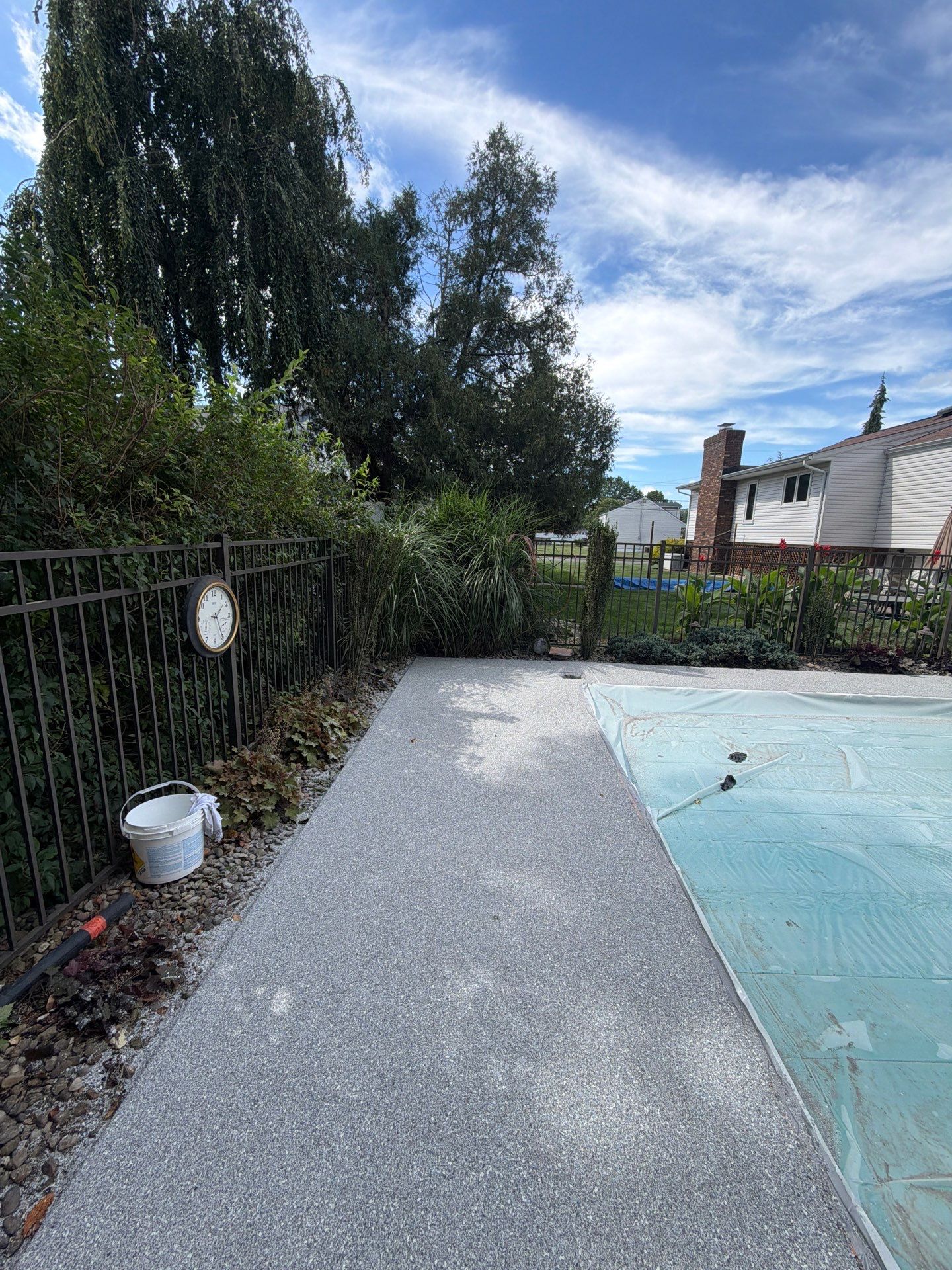 Blue Granite Pool Patio Concrete Coating in Lincoln Park by Spectrum Painting, LLC