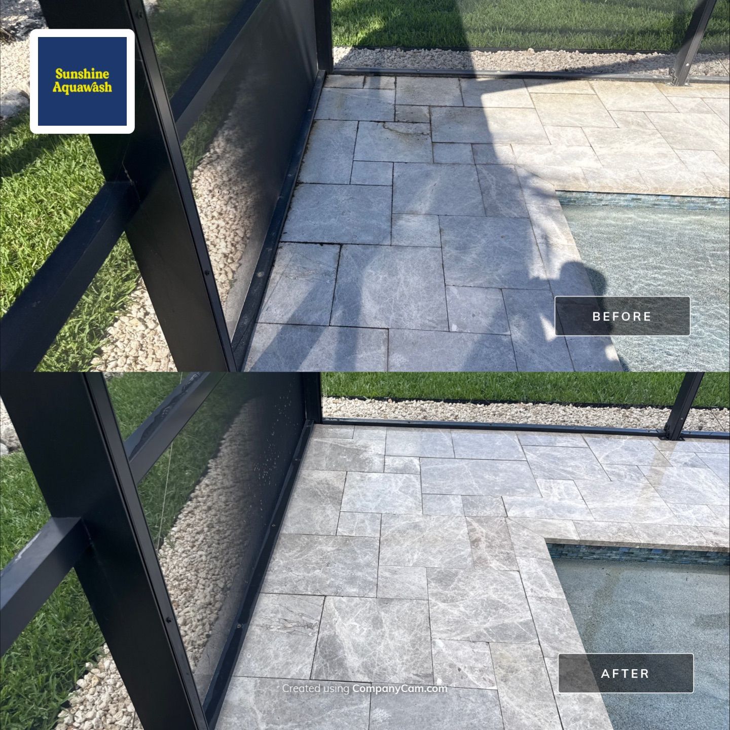 Travertine Pool Deck, Lanai & Screen Enclosure Cleaning Near Manatee River | Bradenton, FL by Sunshine AquaWash