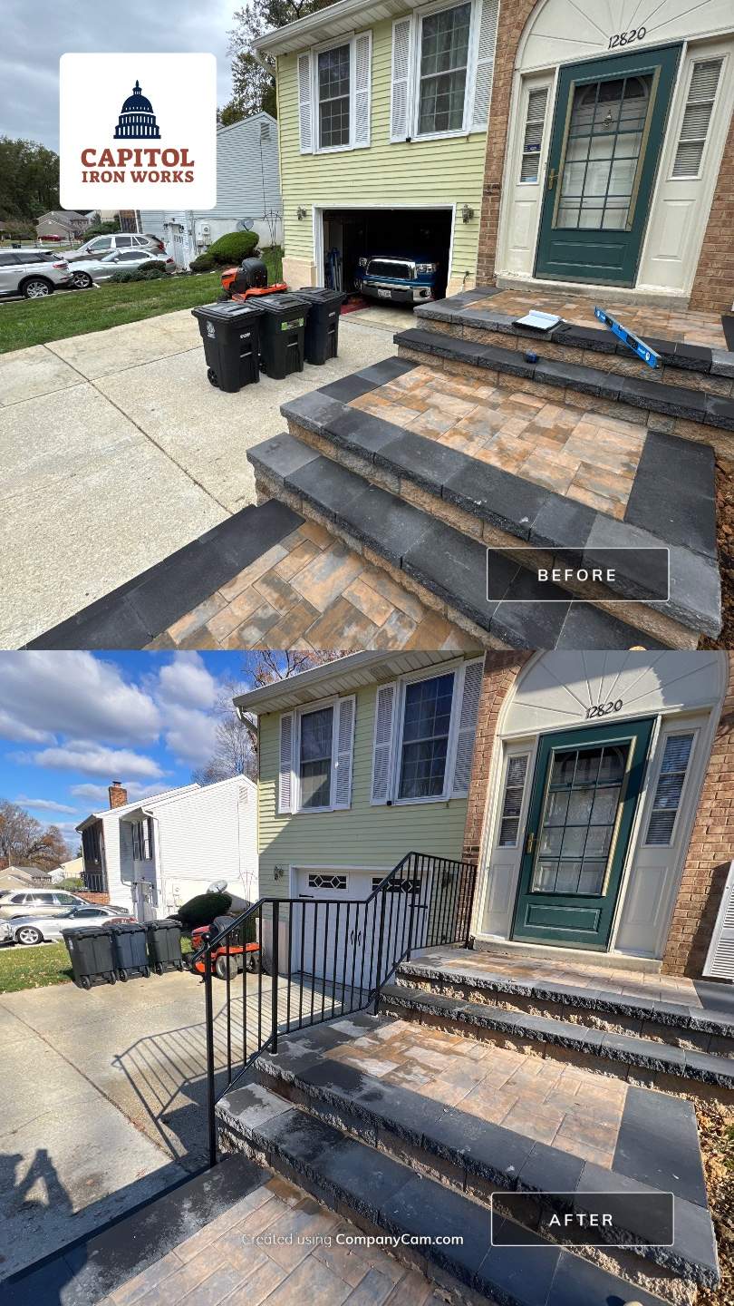 Single-Sided Safety Railing – Classic Exterior Iron Support by Capitol Iron Works