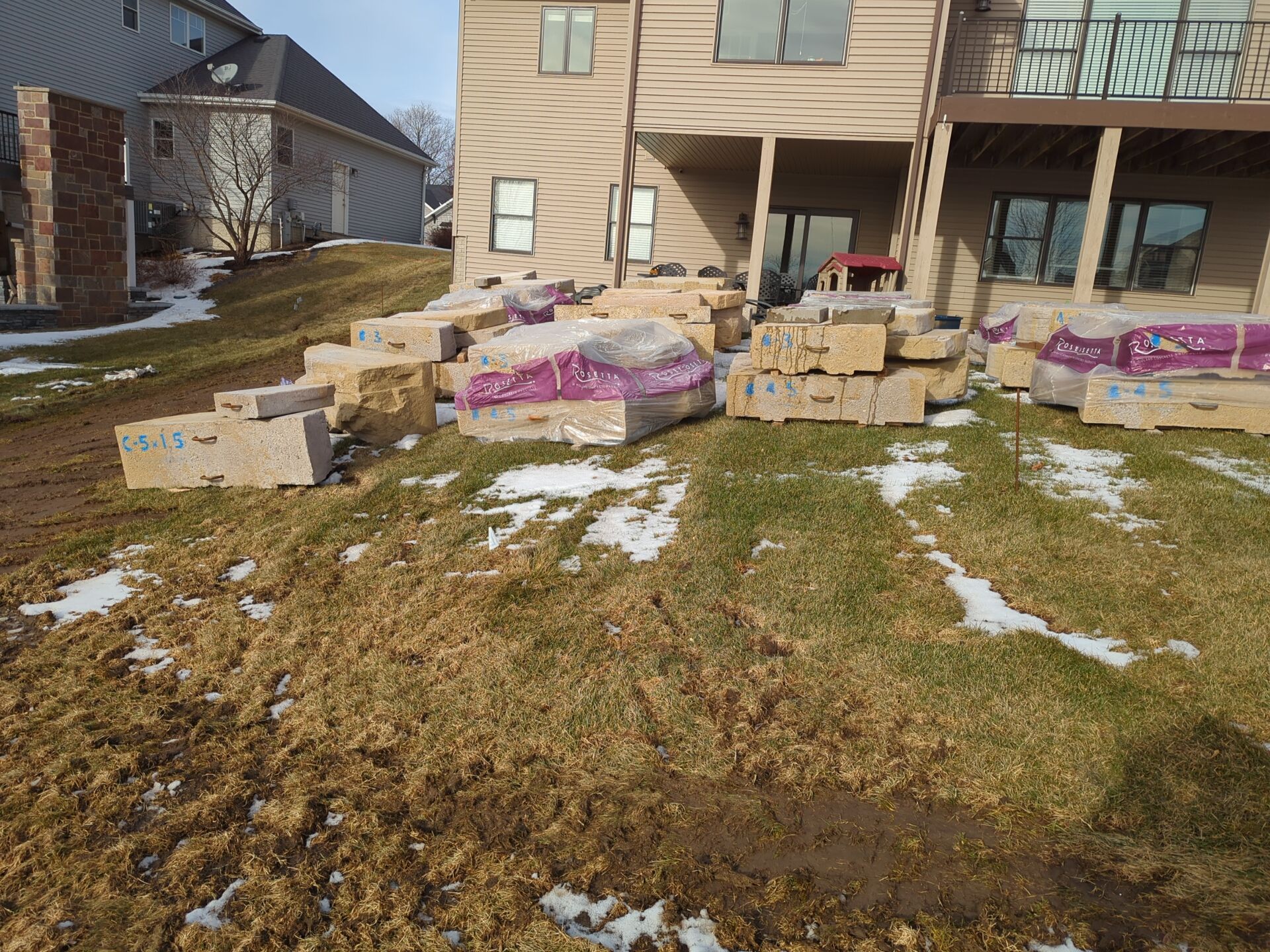 Retaining wall using Rosetta stone by ACE Waterproofing & Basement Solutions