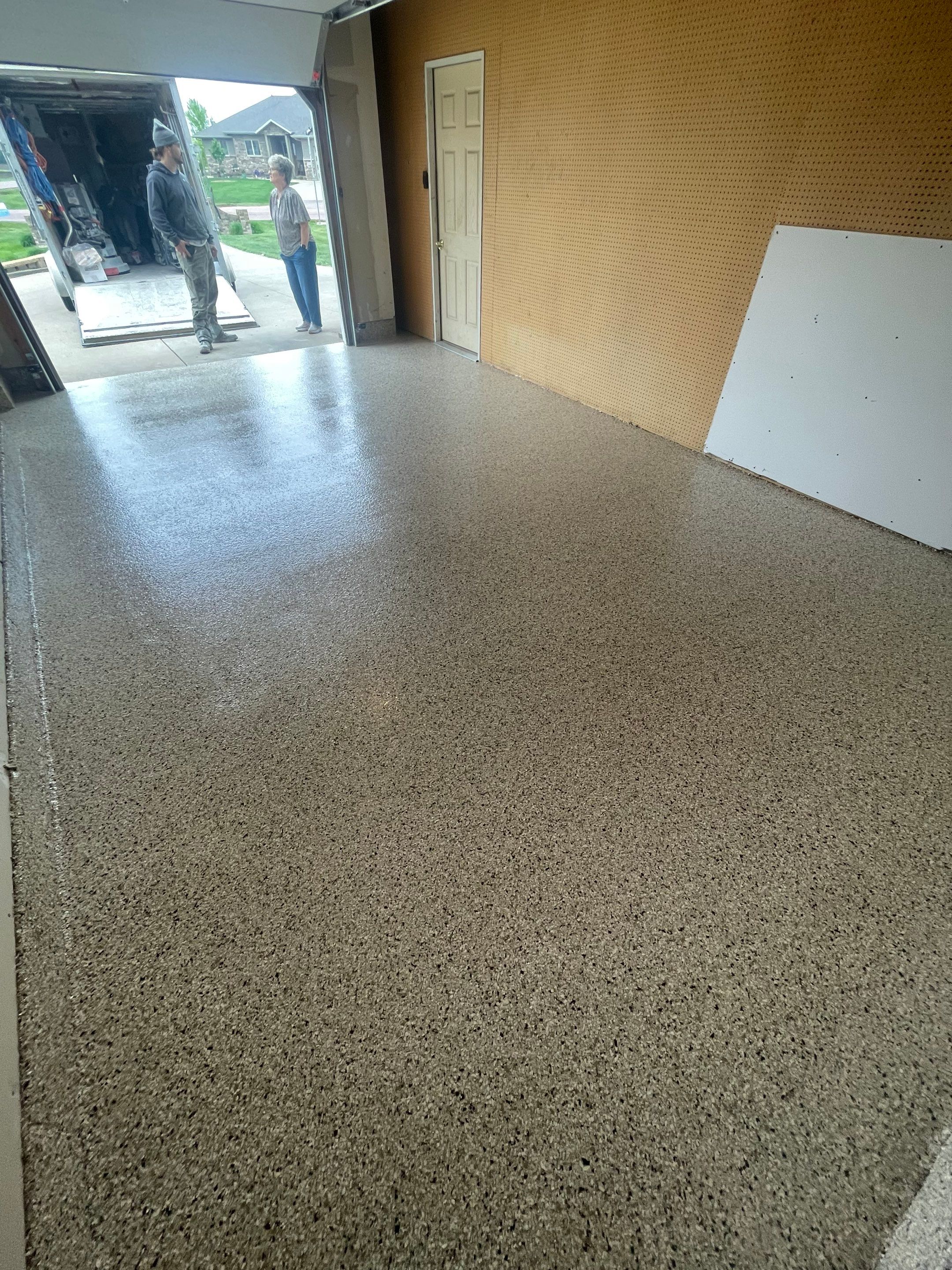 Speckled Epoxy Floor Coating Installation for Centerville Residential Garage by Select Painting, Coatings & Garage Cabinets