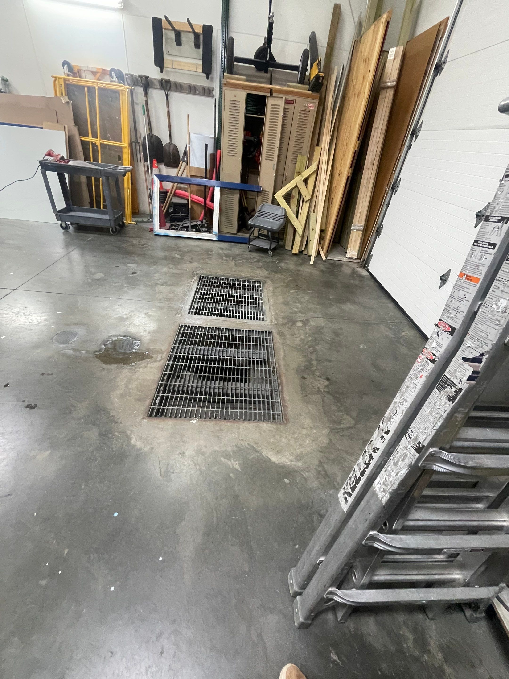 Commercial Grey Speckled Epoxy Floor Coating for Industrial Workshop by Select Painting, Coatings & Garage Cabinets