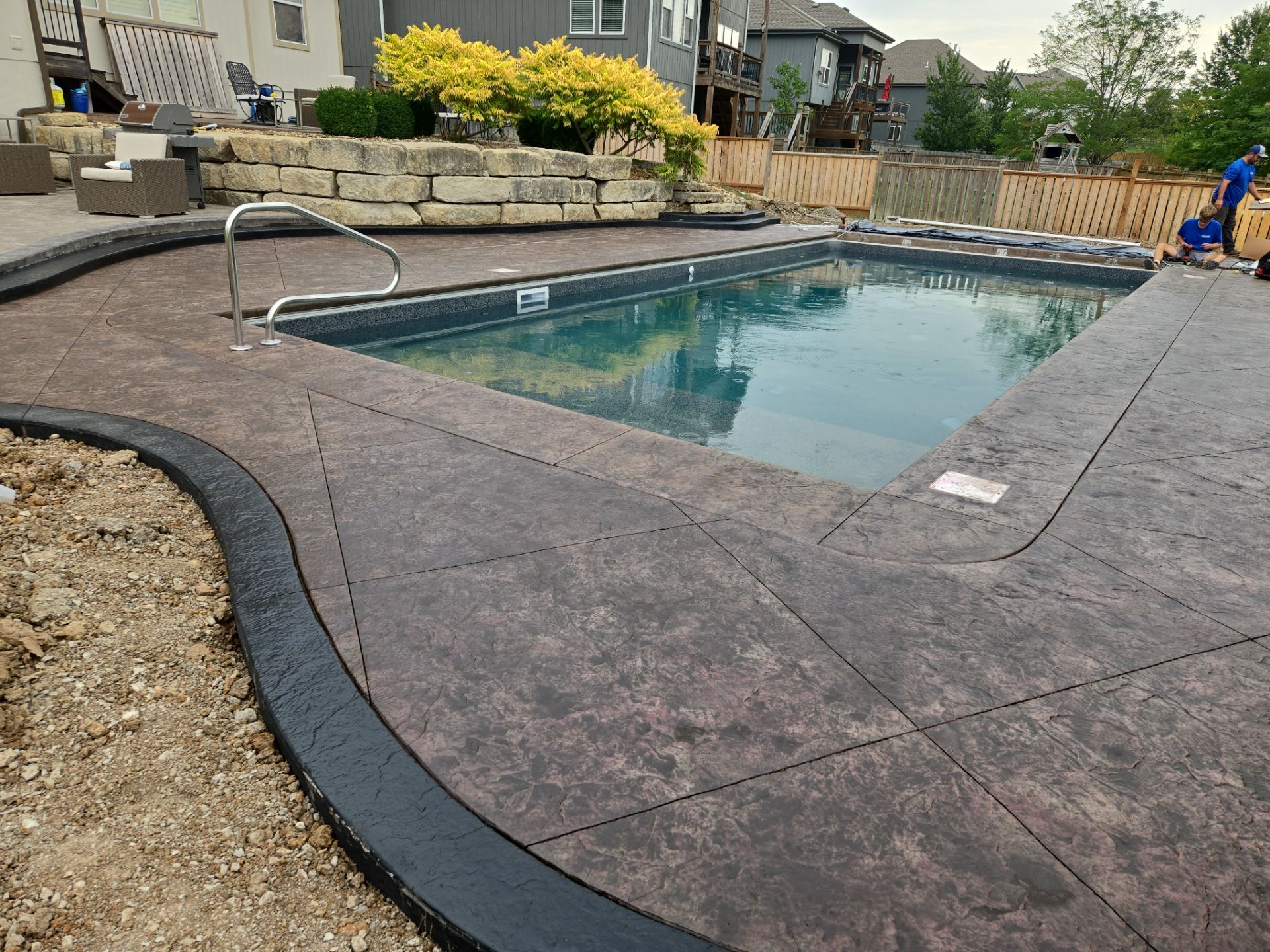 Back Yard Pool Patio by LAND ESCAPES LLC