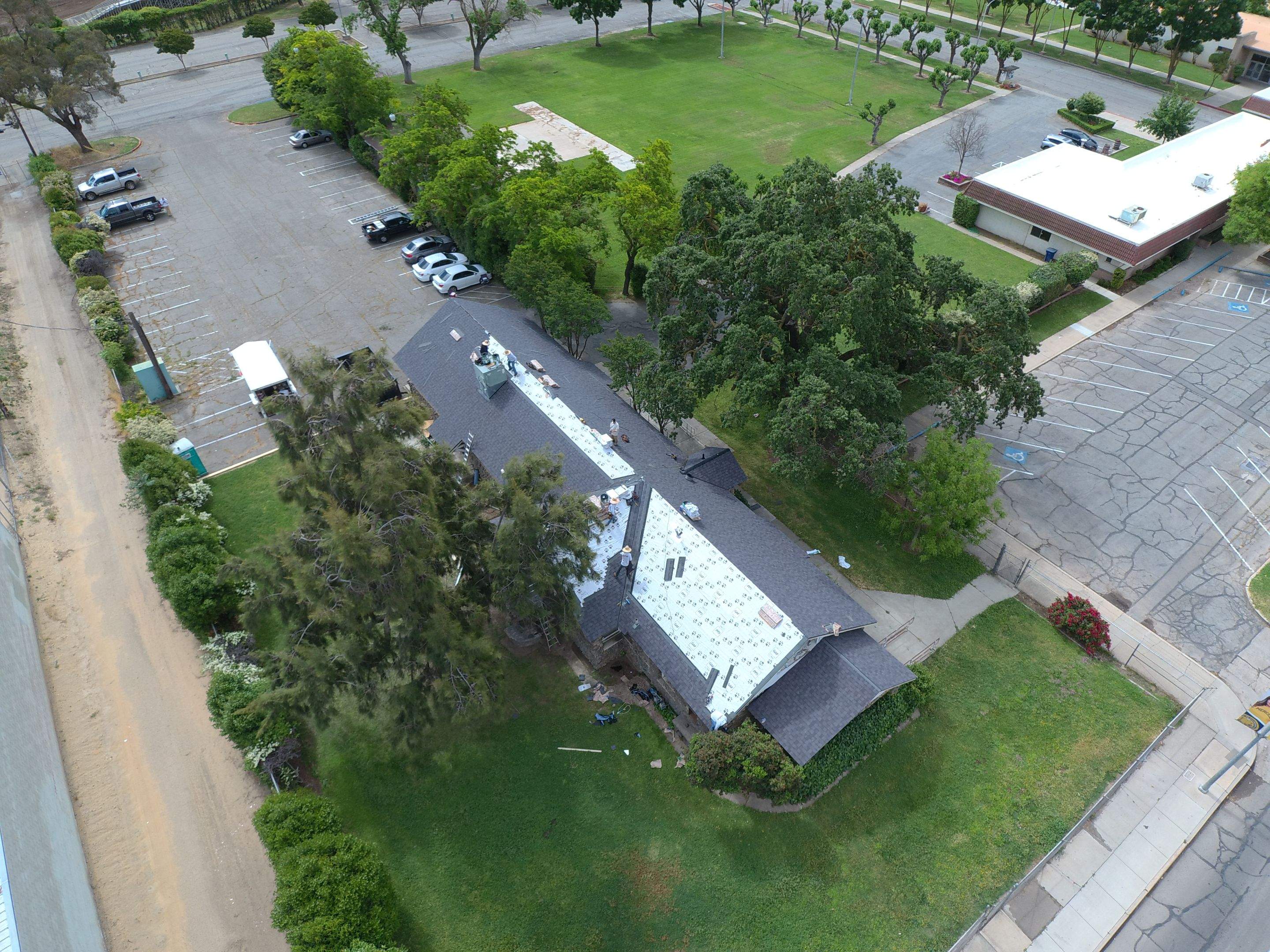 Certainteed Landmark Solaris shingle job at Merced Fairgrounds by Straight Edge Roofing Inc