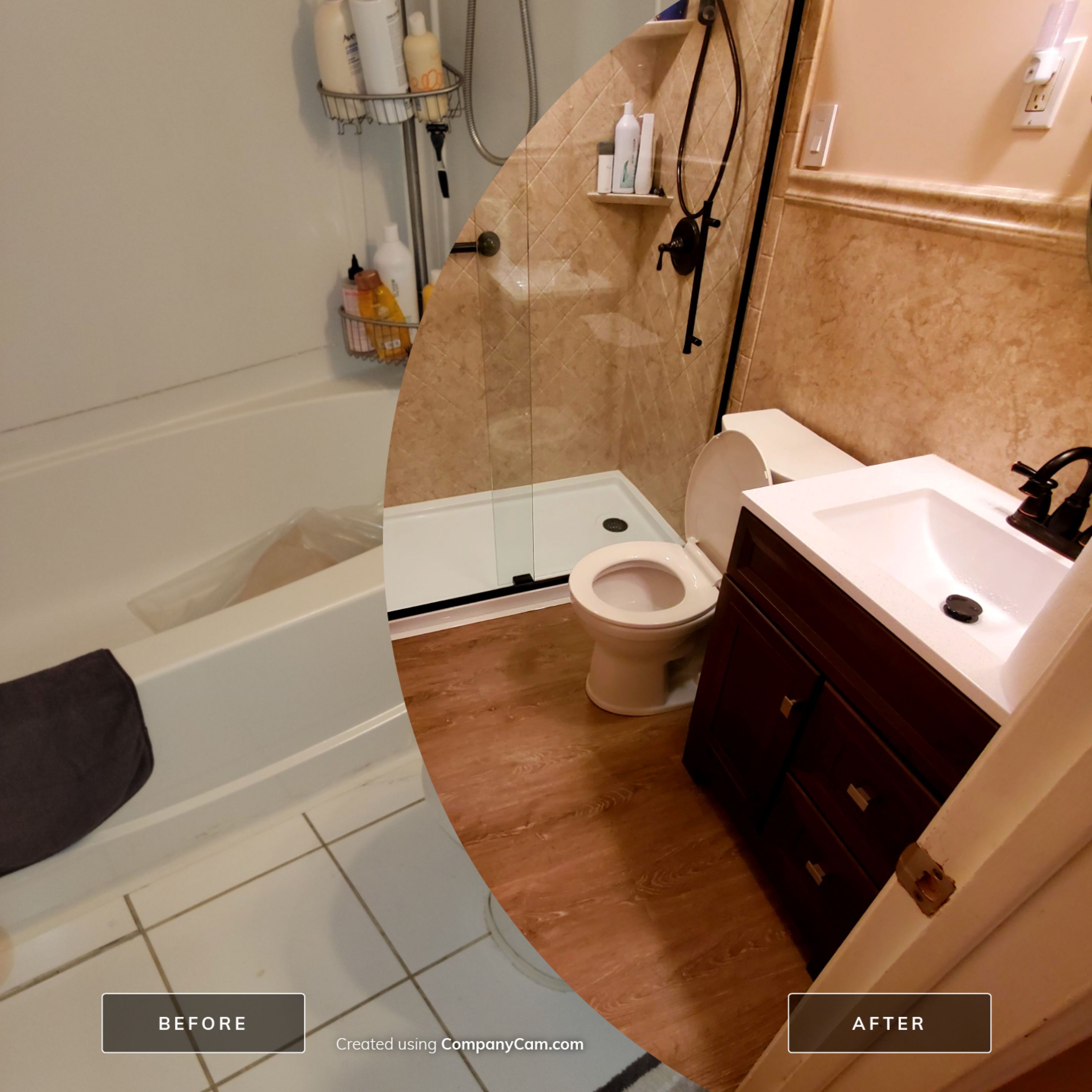 Premier Tub to Shower Conversion - Brecchia Diamond  by All County One Day Bath 