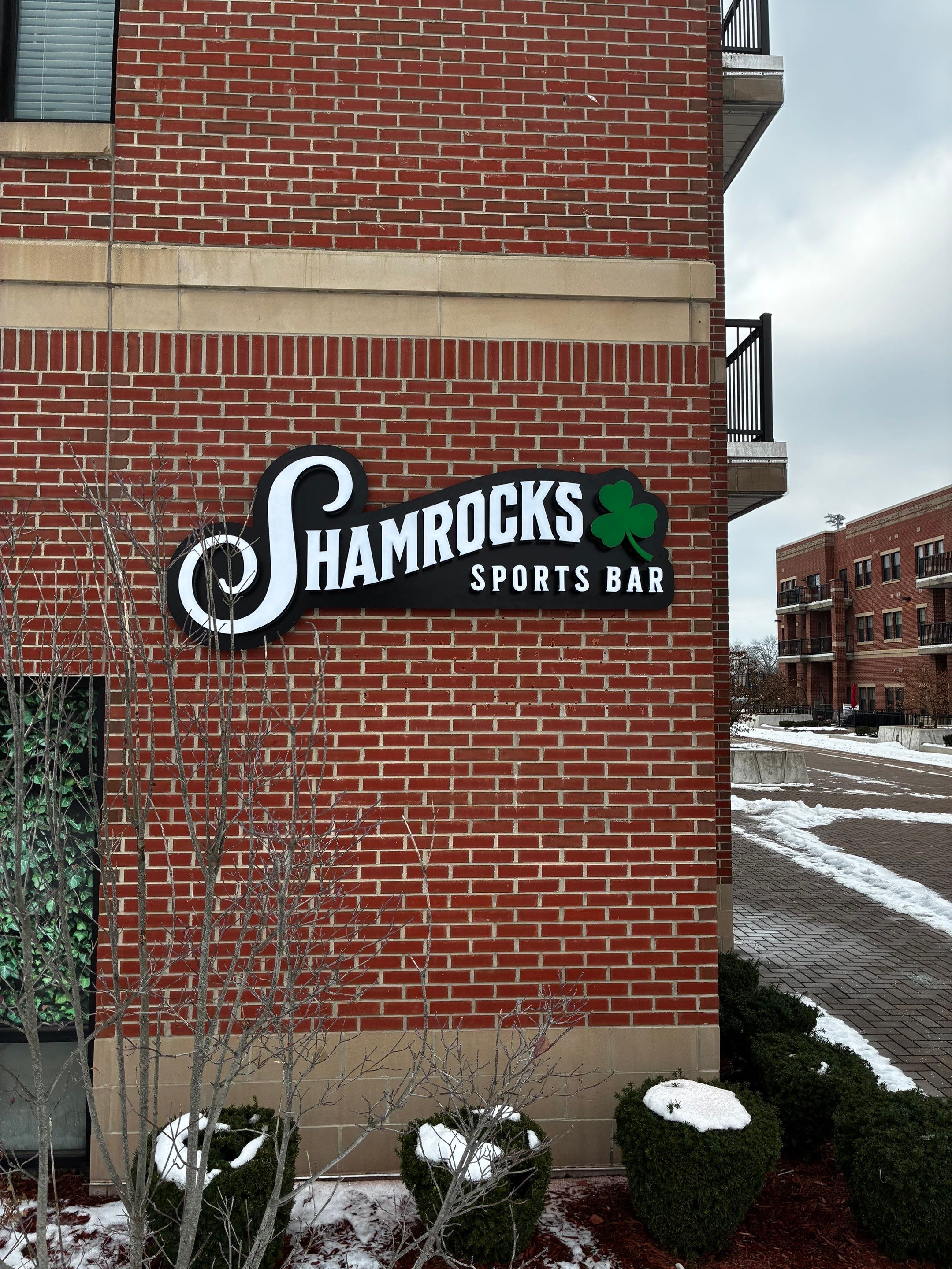 Shamrocks Sports Bar Signage Installation and Interior Renovation in South Bend by Hayes Design co