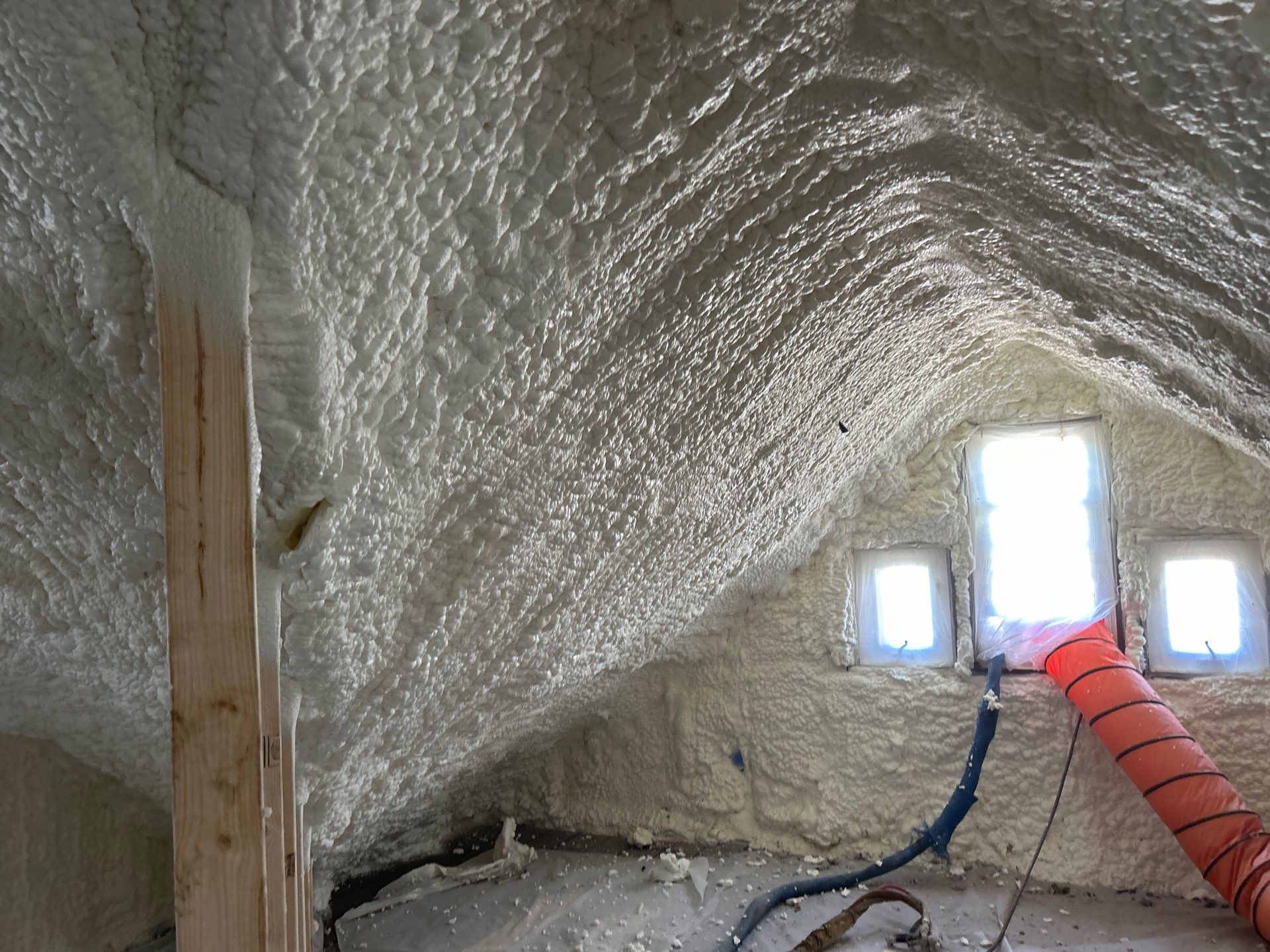 Attic Insulation using open cell spray foam by NYS Foam & Energy