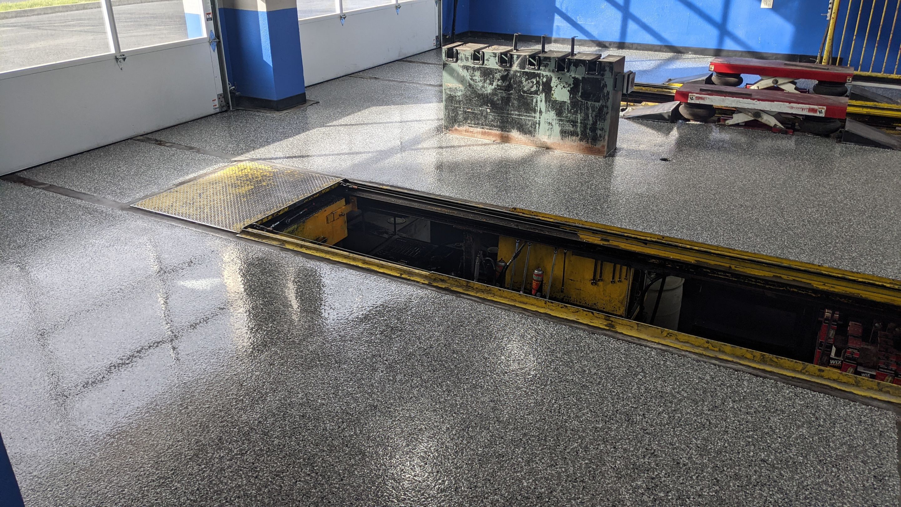 Commercial Floor Transformation using Slate Stone by Croc Coatings, LLC