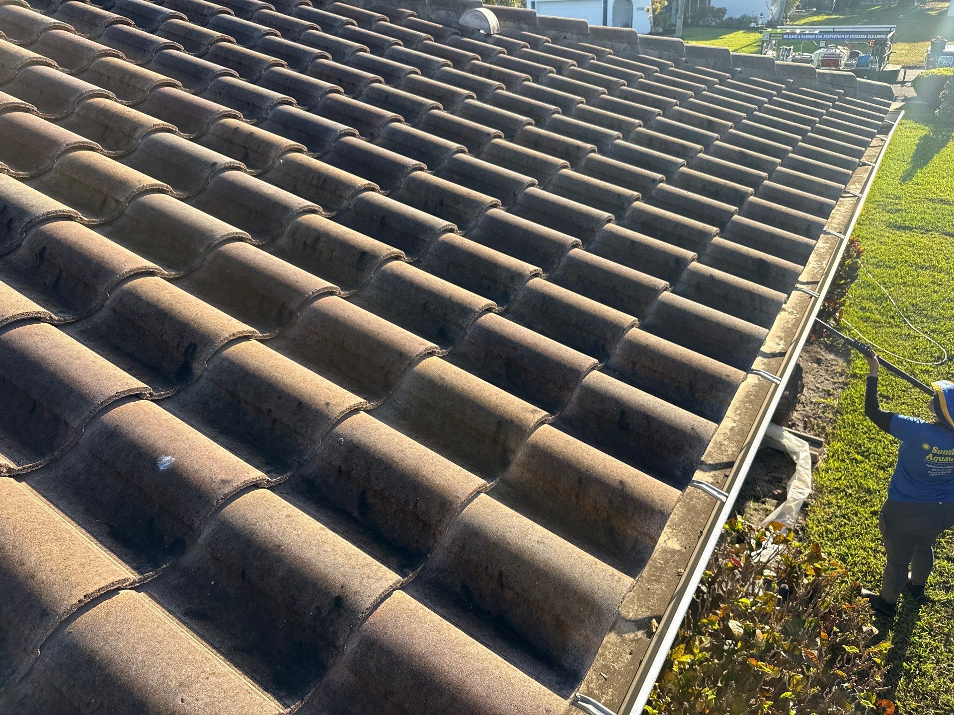 Concrete Tile Roof Cleaning in Village Green – Bradenton, FL | No Walking on Tiles! by Sunshine AquaWash