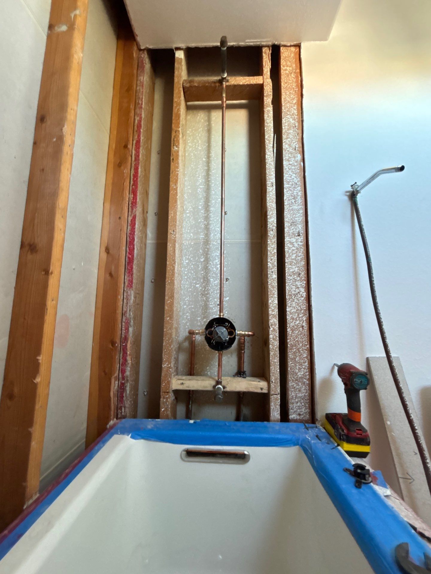 Installing Water Pipe for Shower by Us Plumbing