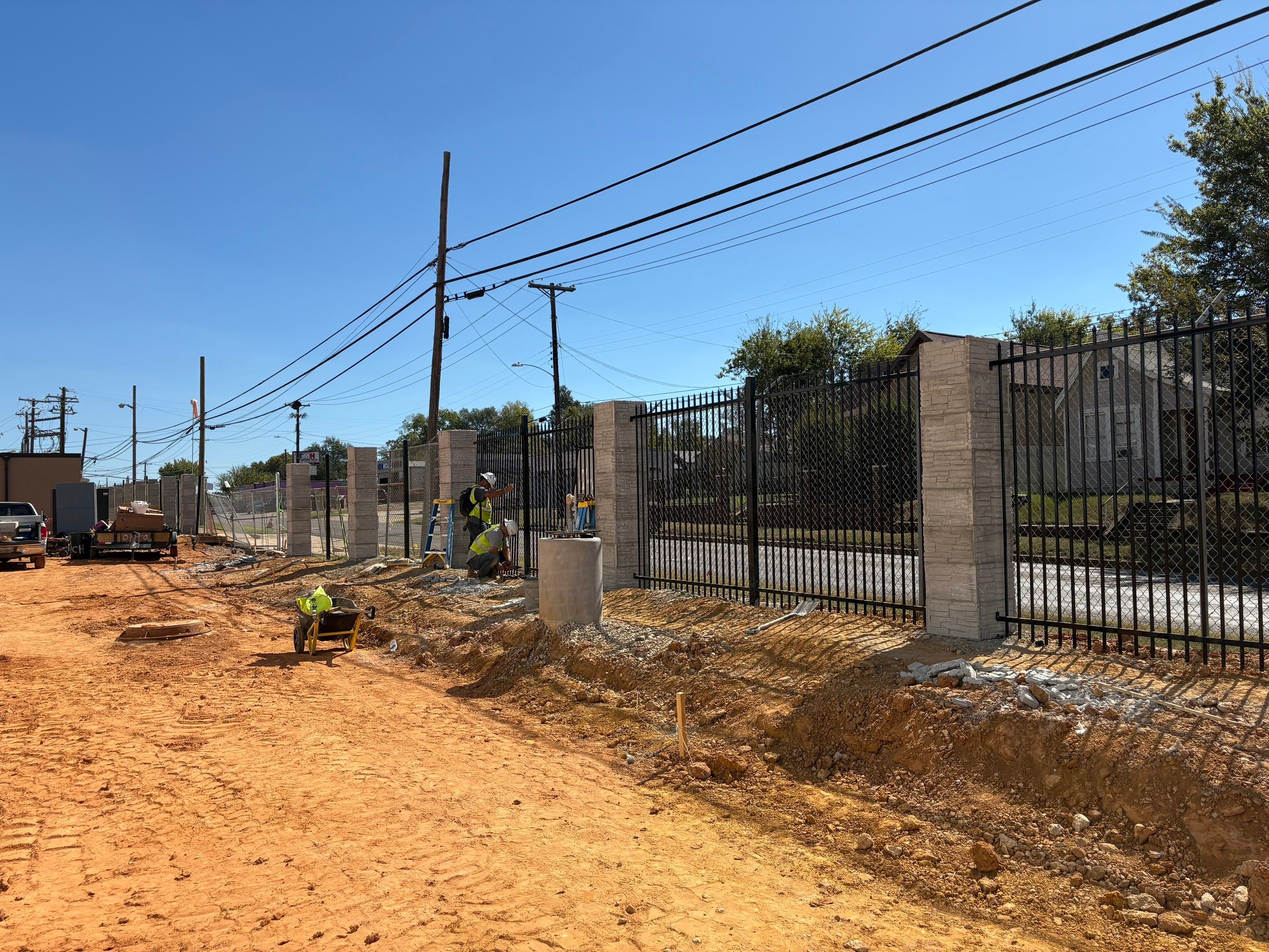 Commercial Fencing - Wrought Iron with Concrete columns by 3:16 Roofing and Construction