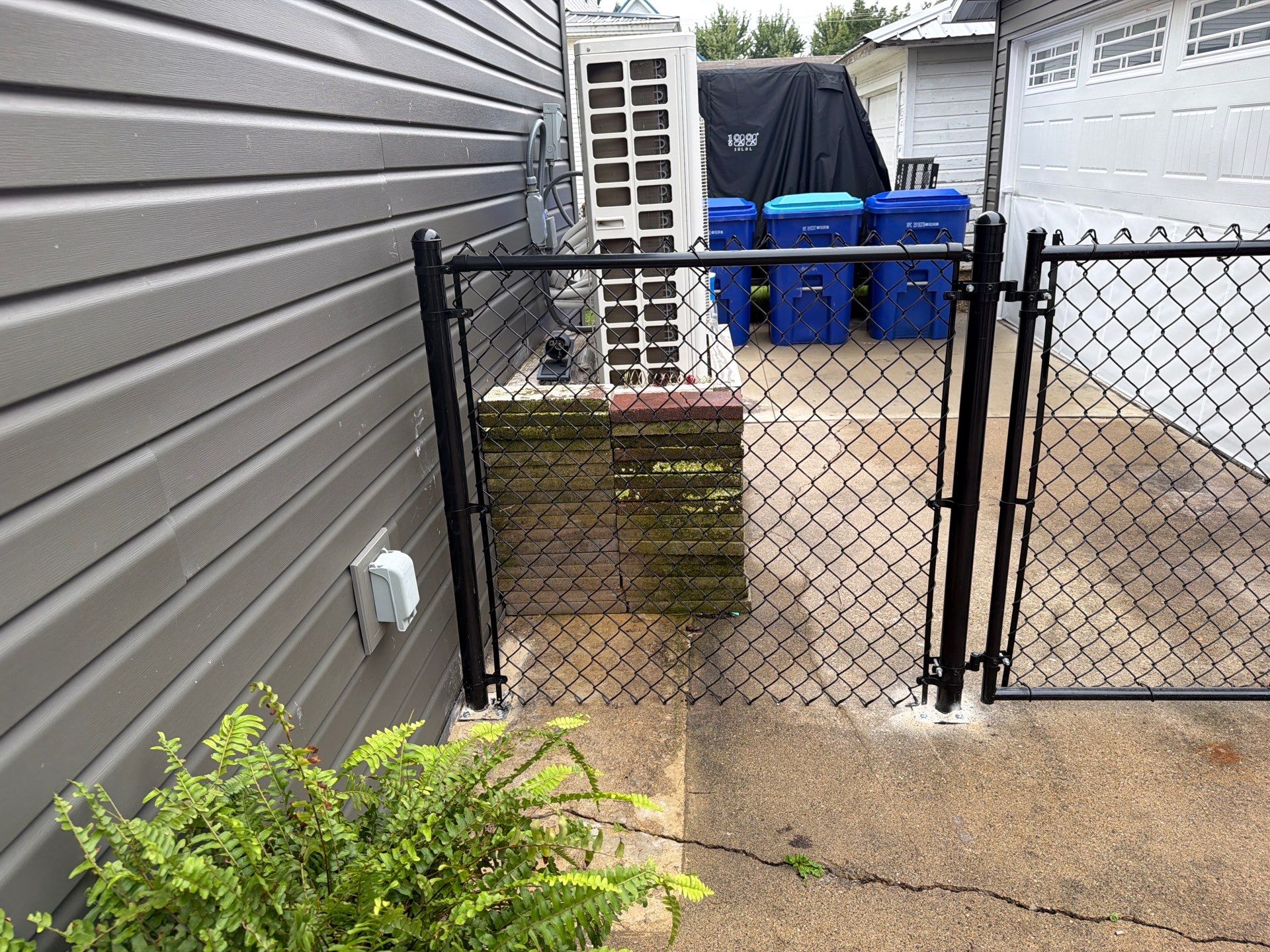 Custom Wood Privacy Fence and Black Chain Link Gate in Independence by Perfect Picket Fence and Stain