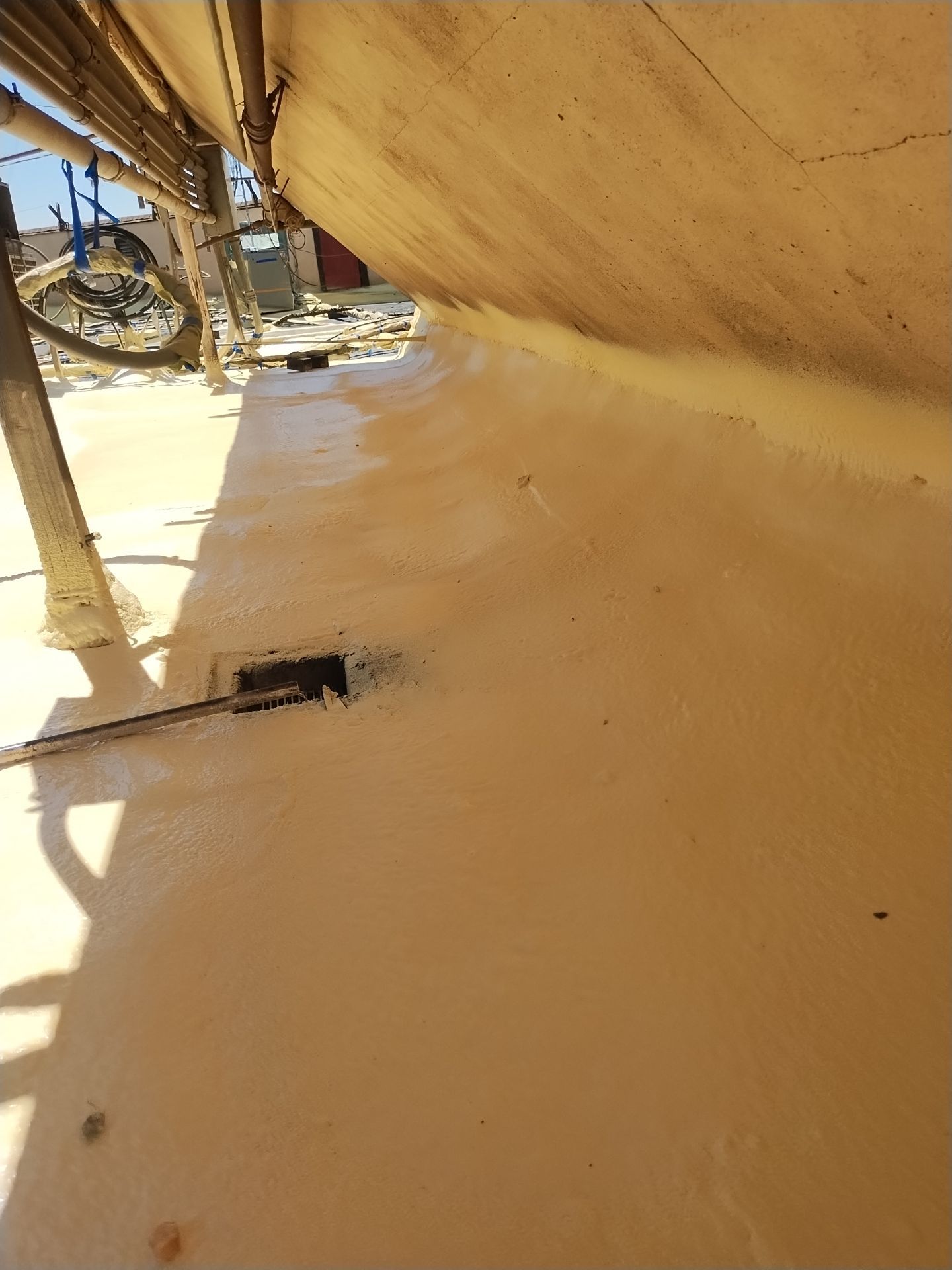 Spray foam and coatings using General Coatings acrylic coatings and spray foam by Straight Edge Roofing Inc