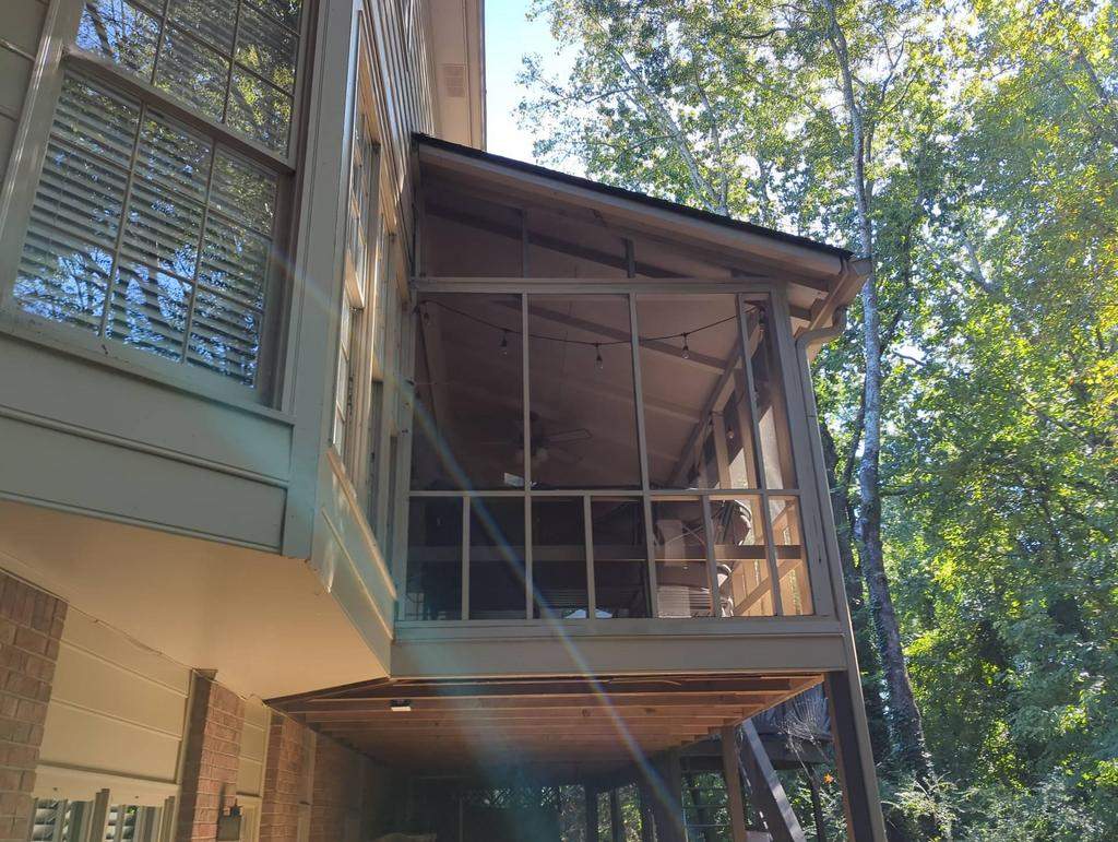Deckorators Voyage Deck and Shed Style Covered Porch Build with Drink Rail by Nelson Exteriors 