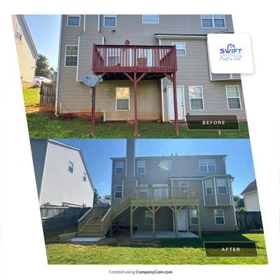 Backyard Deck Expansion & Custom Staircase Installation in Suwanee.