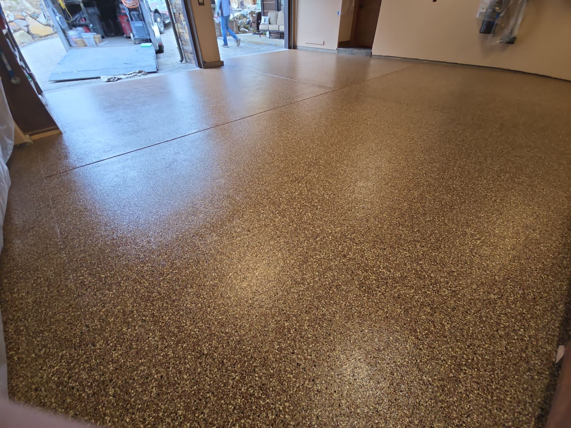 Garage Transformation using Chestnut by Croc Coatings, LLC
