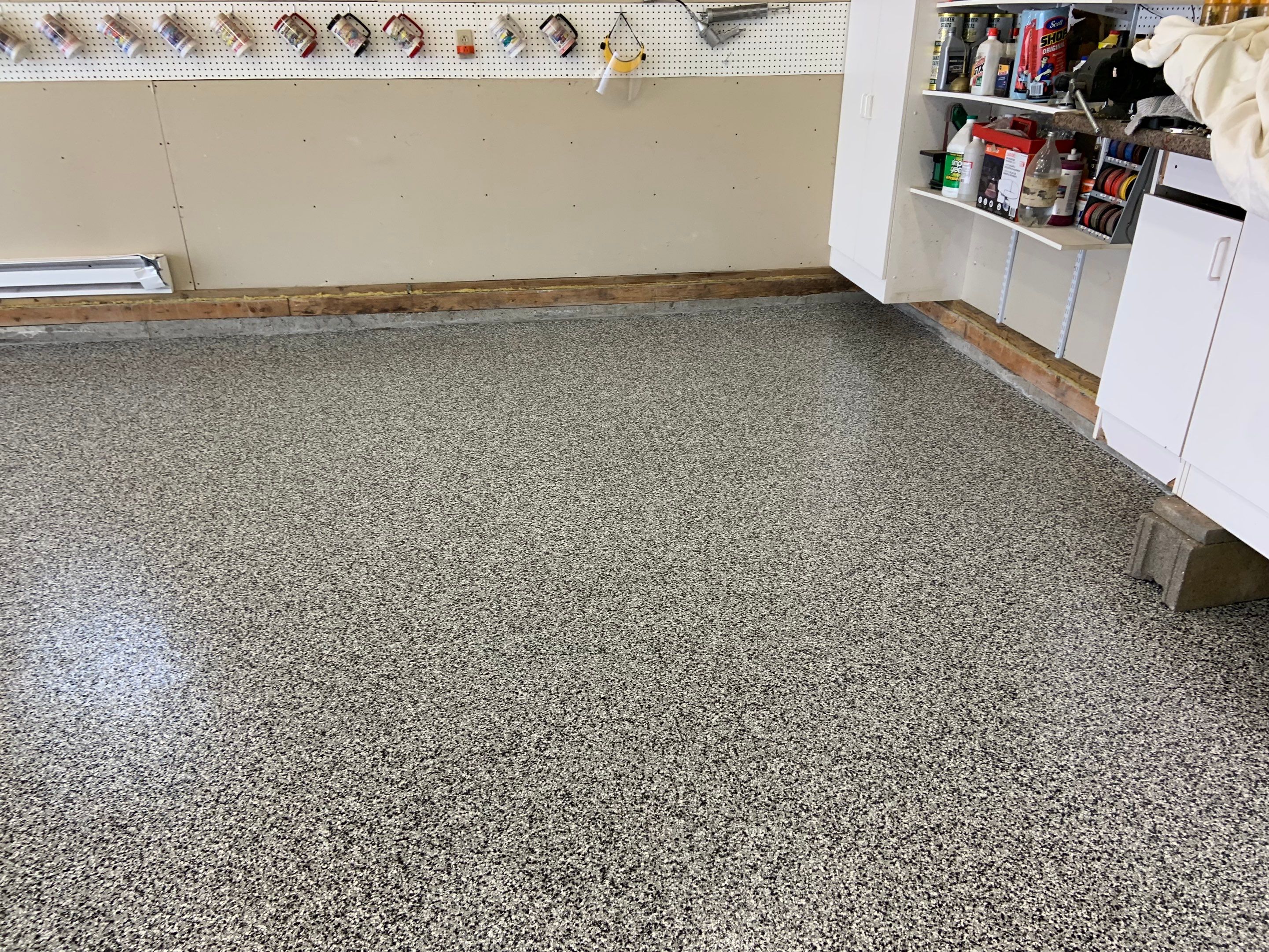 Garage Transformation using Domino for Garage and Pecan for Pool Deck by Croc Coatings, LLC