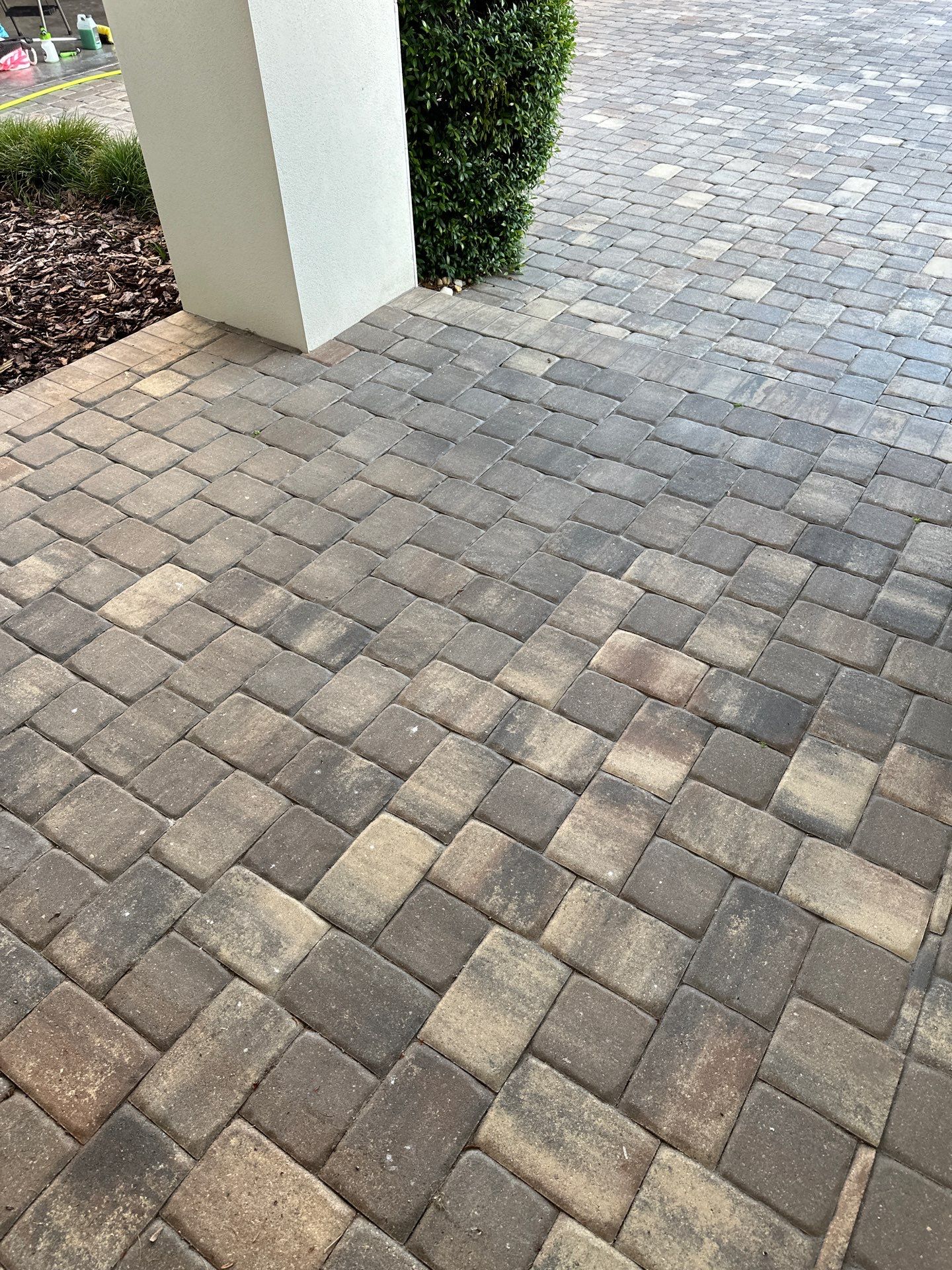 Paver Driveway, Sidewalk, and Pool Deck Cleaning in Winding River Community, Bradenton, FL by Sunshine AquaWash