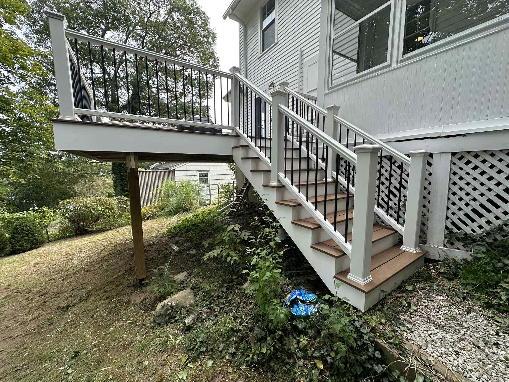 Deck Replacement Using Trex Lineage Jasper, Transcend White Railings by DiGiorgi Roofing and Siding Inc