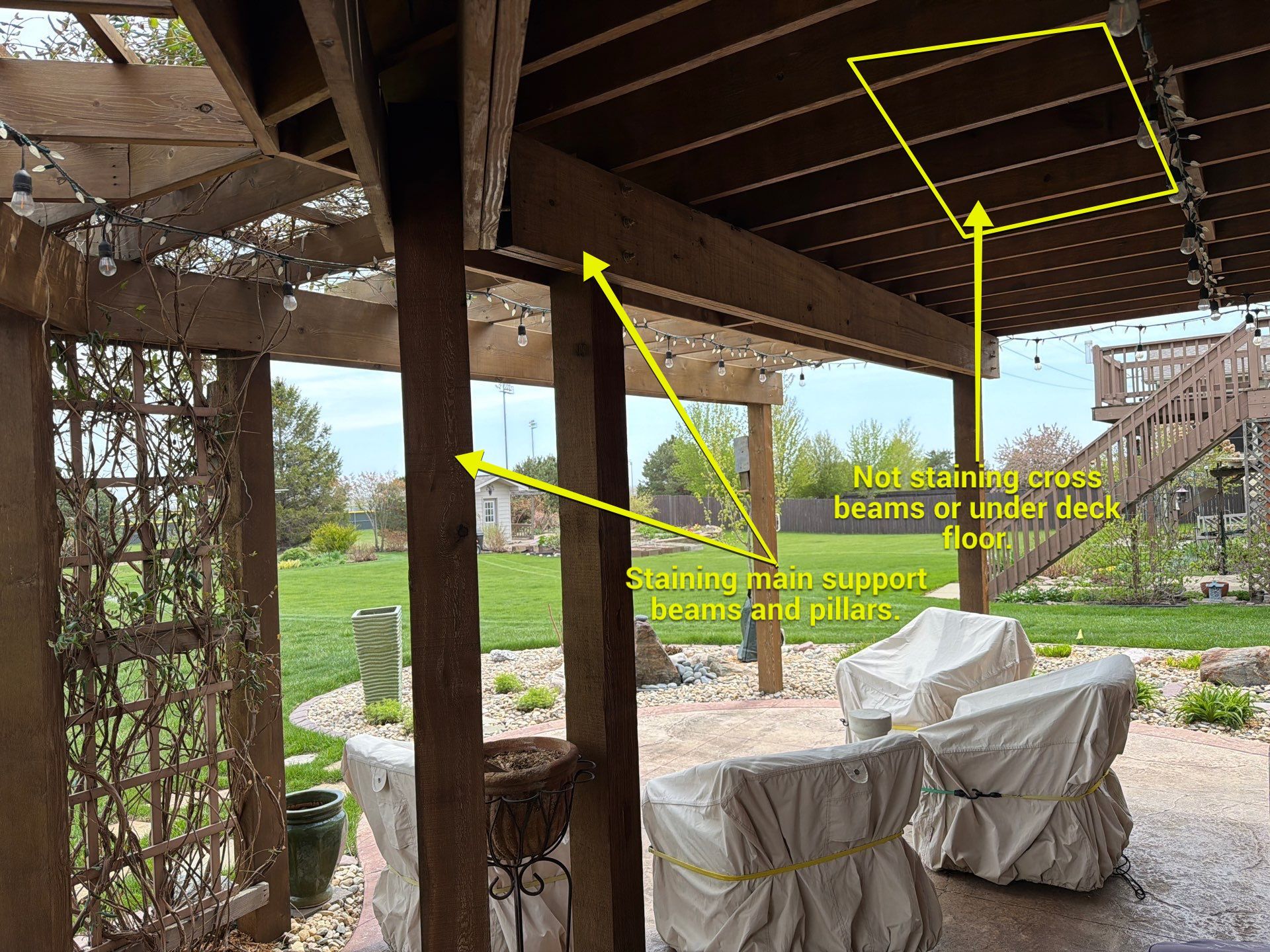Tiered Wood Deck and Pergola Refinishing in Sioux Falls by Select Painting, Coatings & Garage Cabinets