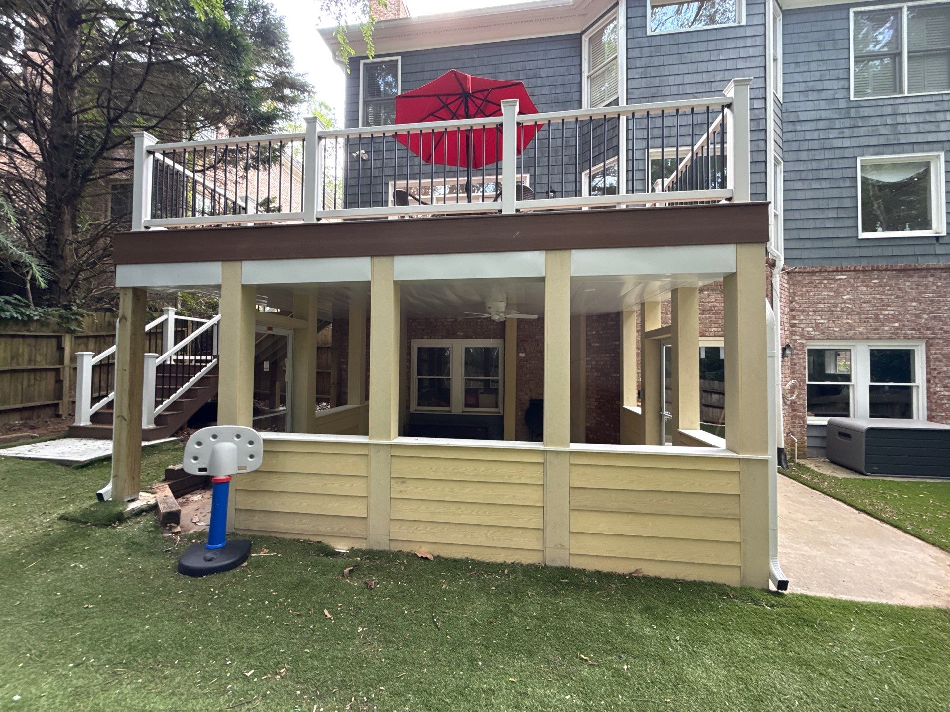 Trex New Deck Build with Screened in Under Deck by Nelson Exteriors 