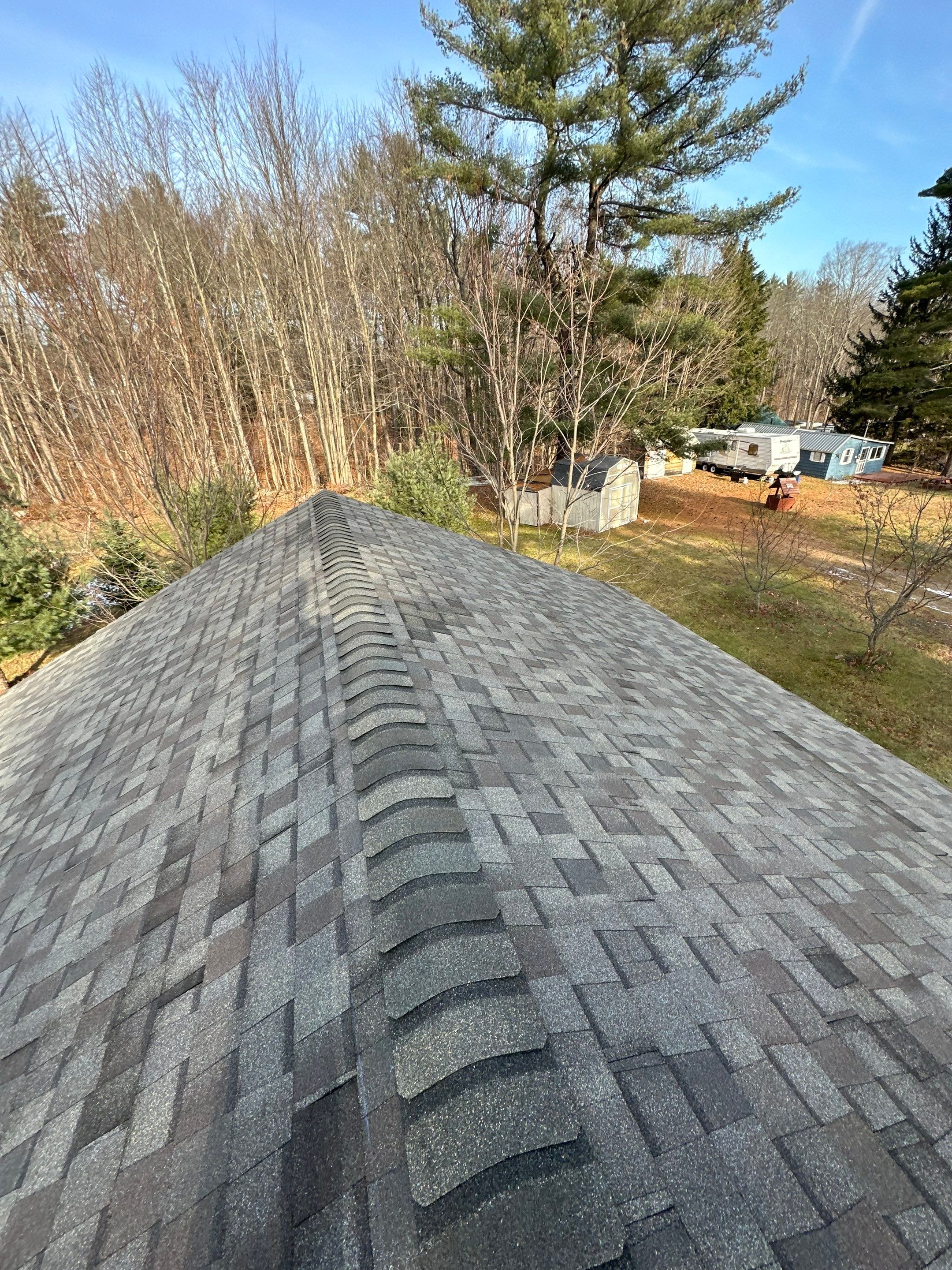 New Garage Roof In Merideth New Hampshire by Tall pine roofing