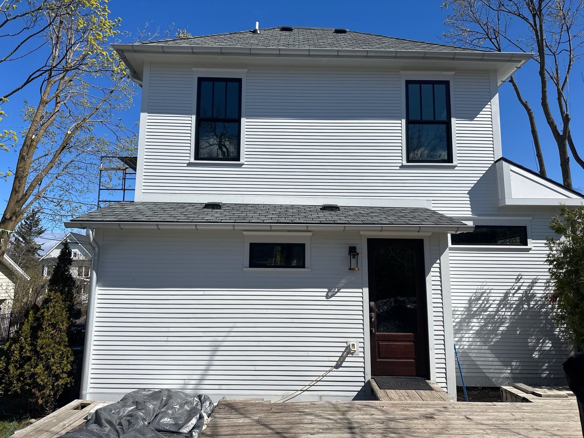 New Galvalume Half Round Gutter Installation for Petoskey Residential Home by Rainbow Seamless Systems