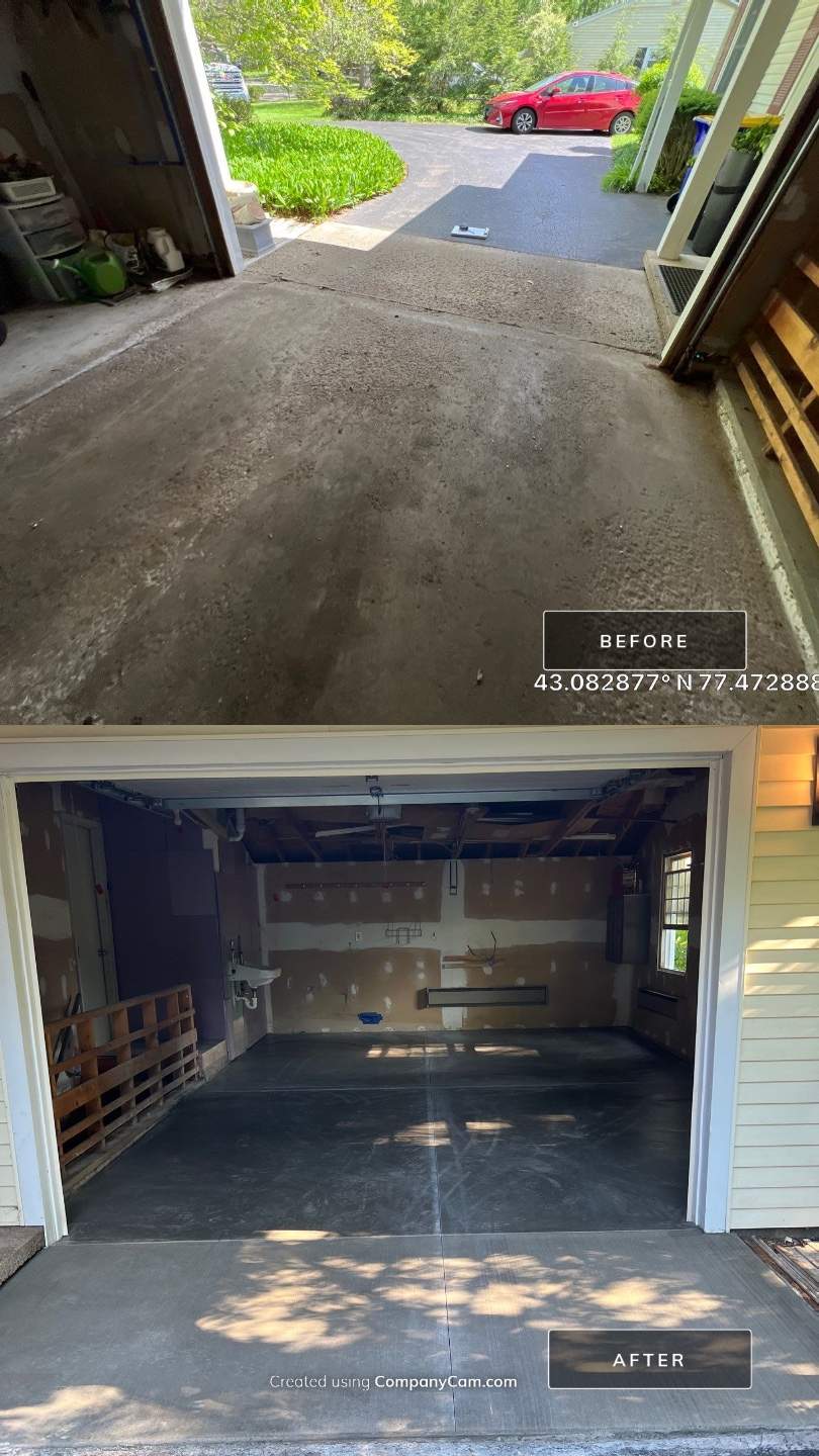 Concrete garage floor replacement  by NG Masonry & Construction LLC