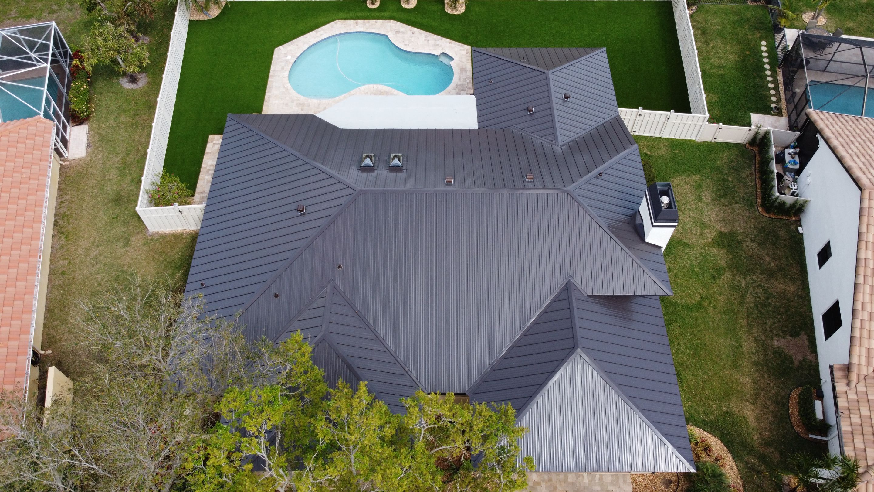 Residential Roofing Installation using 1" Nail strip metal roof by BLUES BROTHERS ROOFING