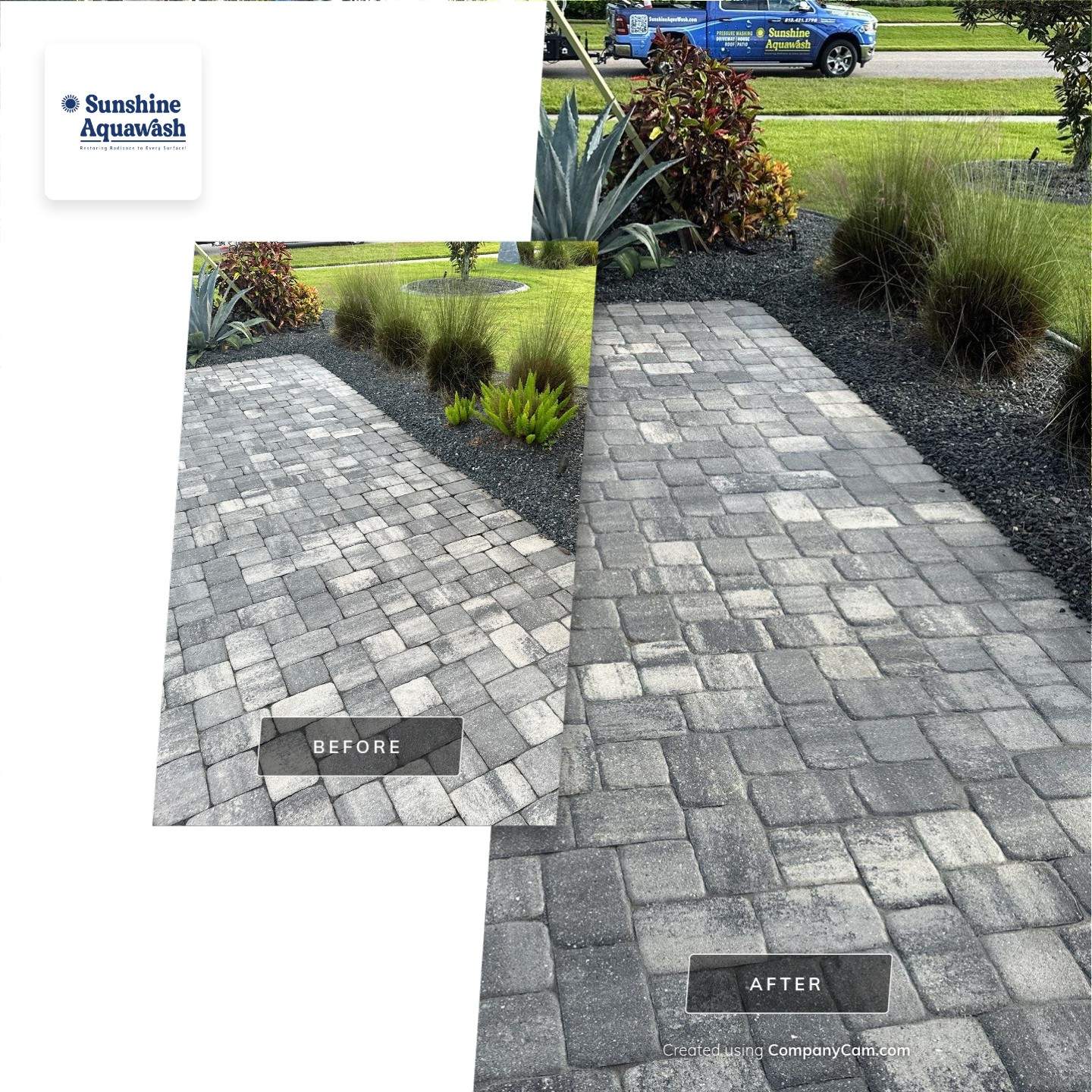 Paver Driveway, Sidewalk, and Culvert Cleaning in Winding River Community, Bradenton, FL by Sunshine AquaWash