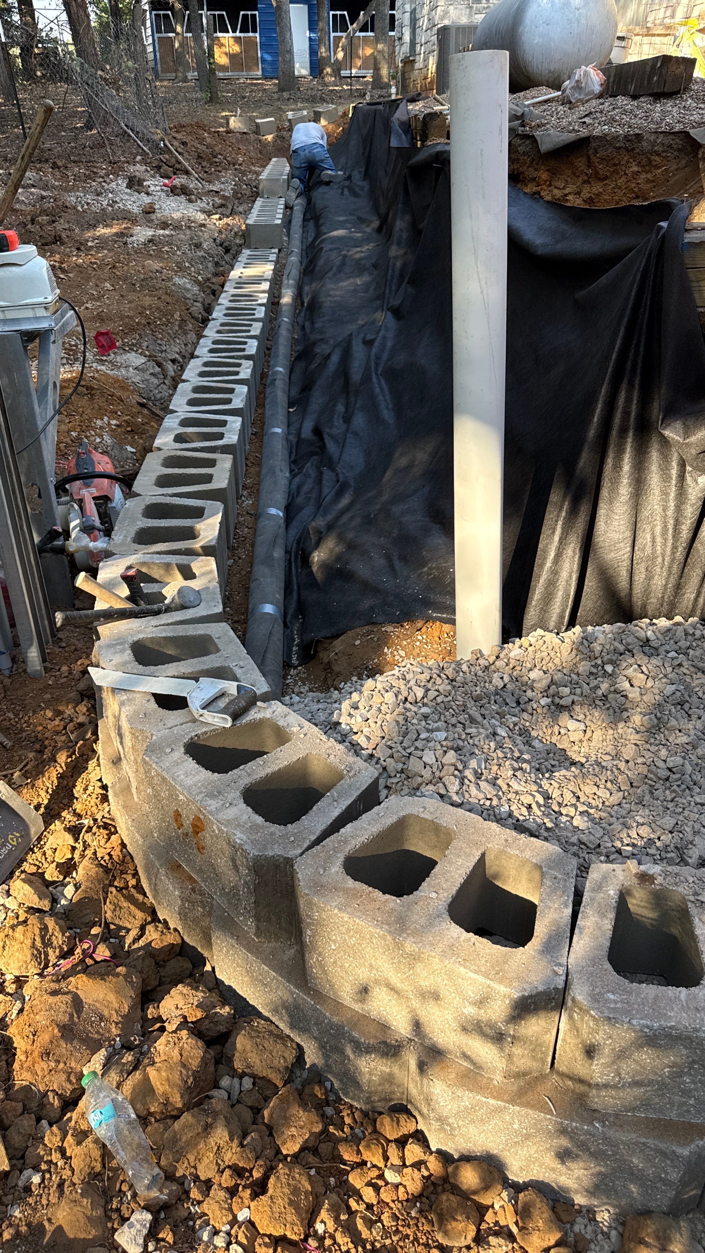 In Progress Retaining Wall Project by Peterson’s