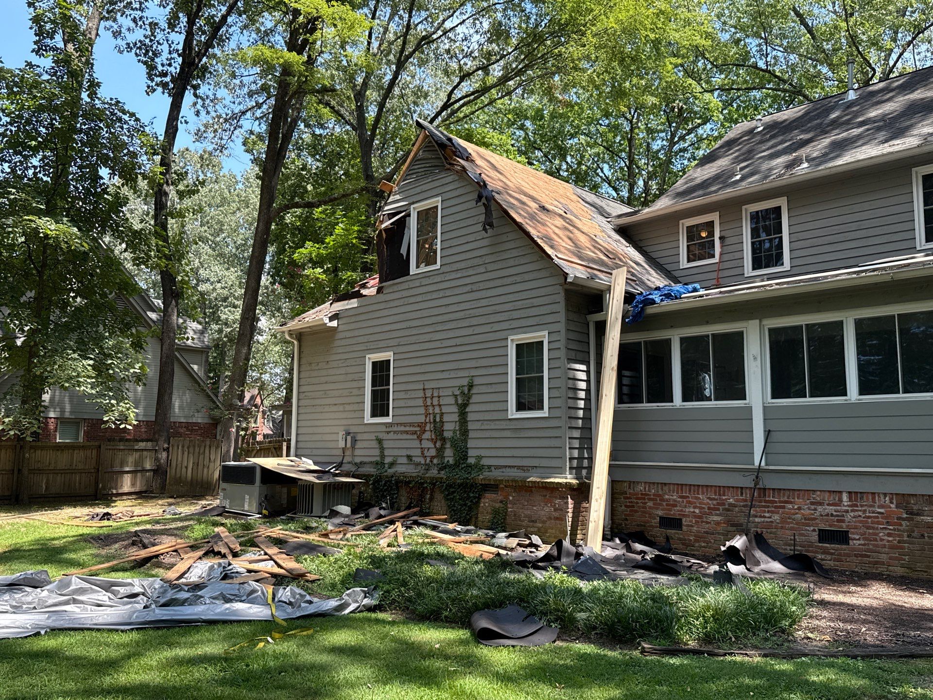 Collierville Roof Replacement Following Major Tree Impact Damage with interior repairs by Revival Roofing Services