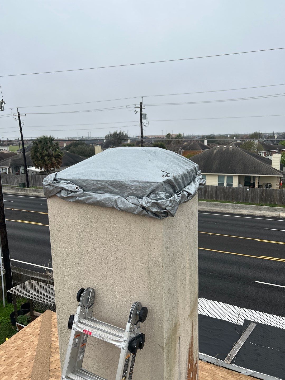 Residential Roofing Repair using Galvanized Chimney Cap & Chase by Lighthouse Roofing