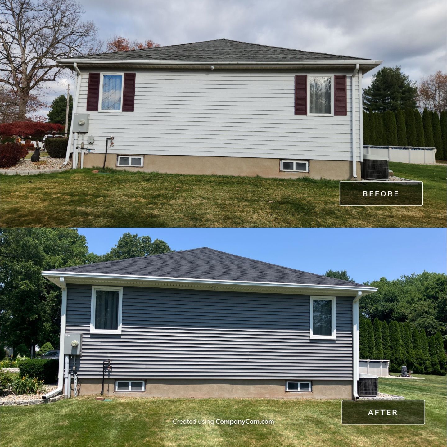 Refreshed Siding with Cert Monogram D/4 x 16'8" clapboard Charcoal Gray & Cert Monogram D/4 x 25' clapboard Charcoal Gray by DiGiorgi Roofing and Siding Inc