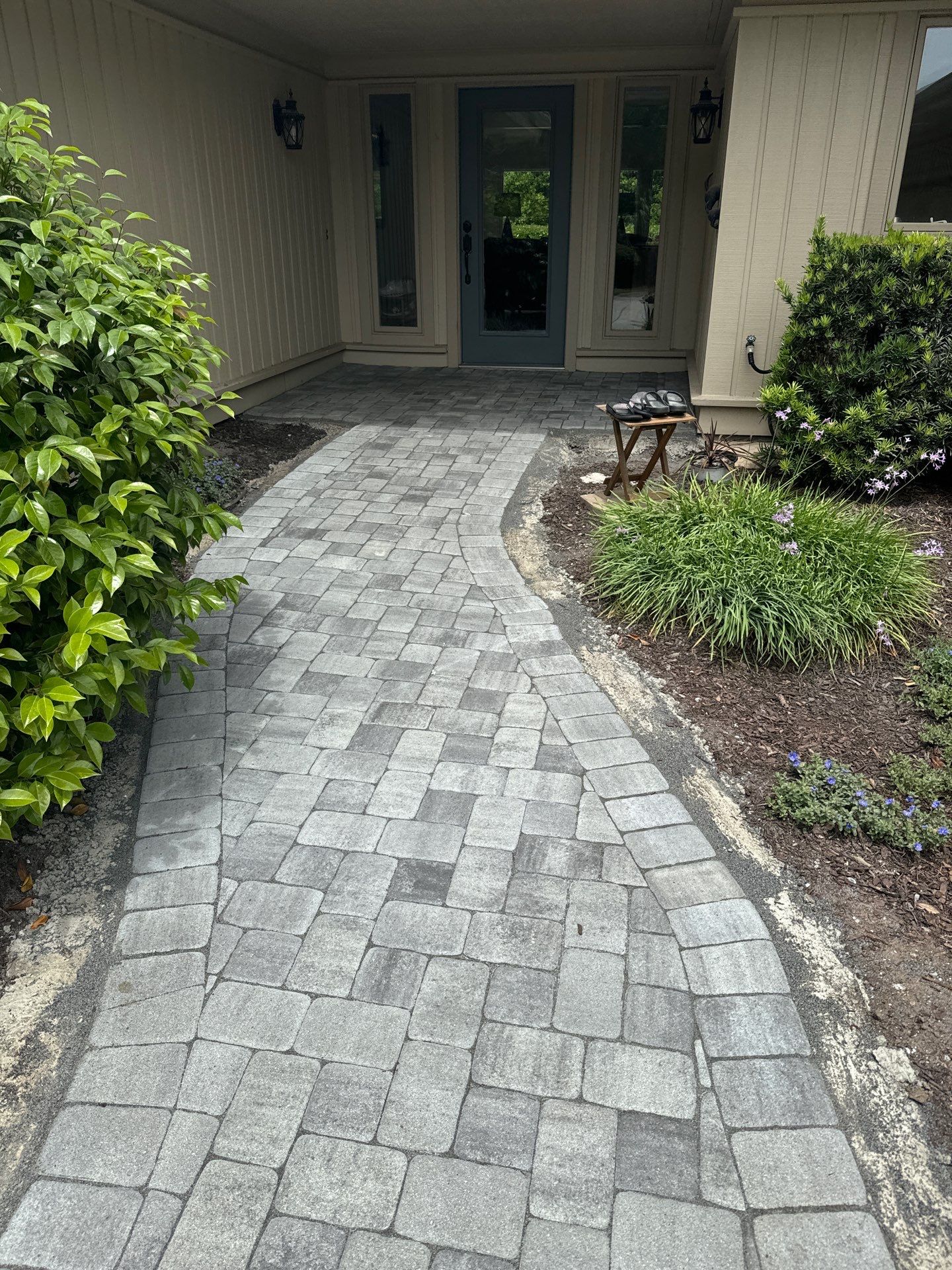 Custom Herringbone Paver Walkway and Entryway in Hilton Head Island by Lowcountry Scapes, LLC